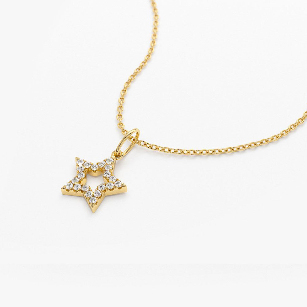 OBFJ1941 - Super Star Diamond Layering Necklace necklace in selectable metal and diamond options - Roselle Jewelry view 7