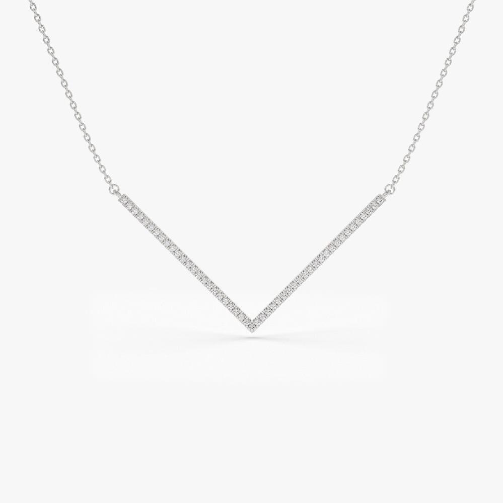 OBFJ1965 - V Shaped Diamond Chevron Necklace necklace in selectable metal and diamond options - Roselle Jewelry view 5