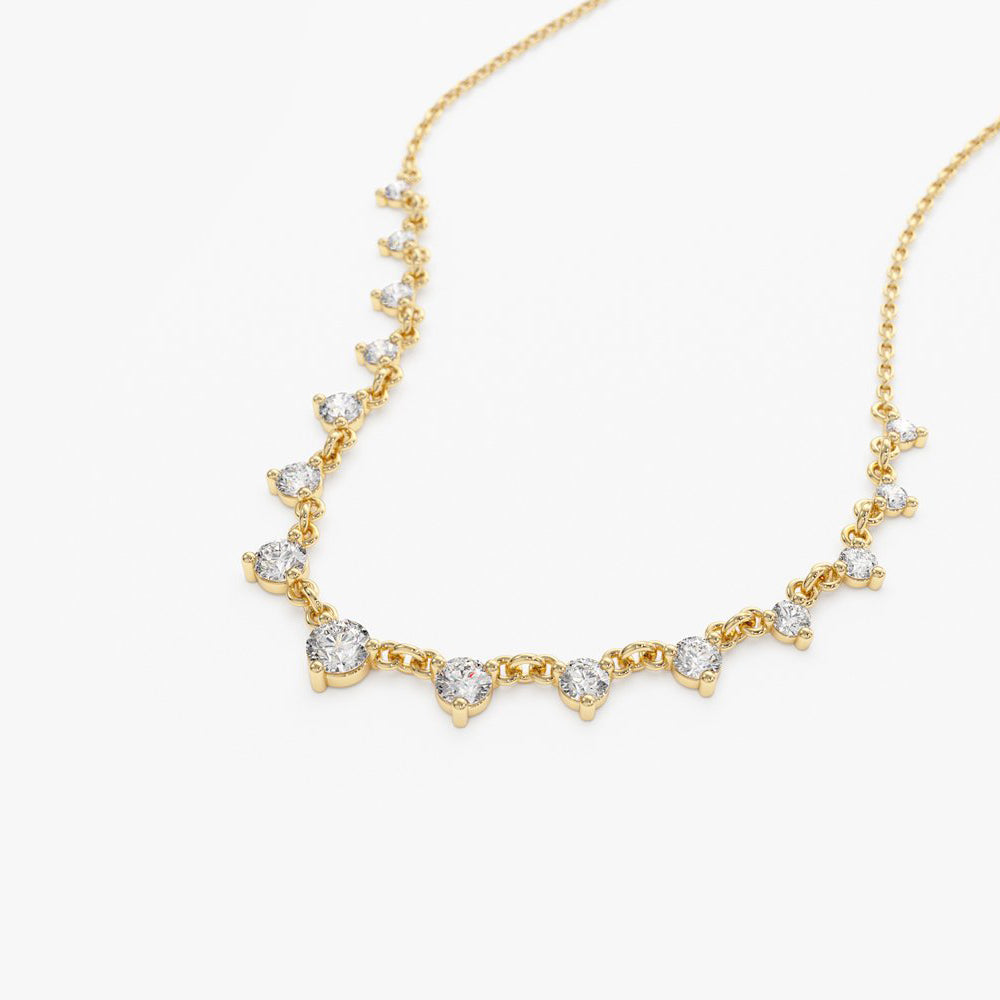 OBFJ2029 - 0.85 ctw Solitaire Diamond Graduating Necklace necklace in selectable metal and diamond options - Roselle Jewelry view 6