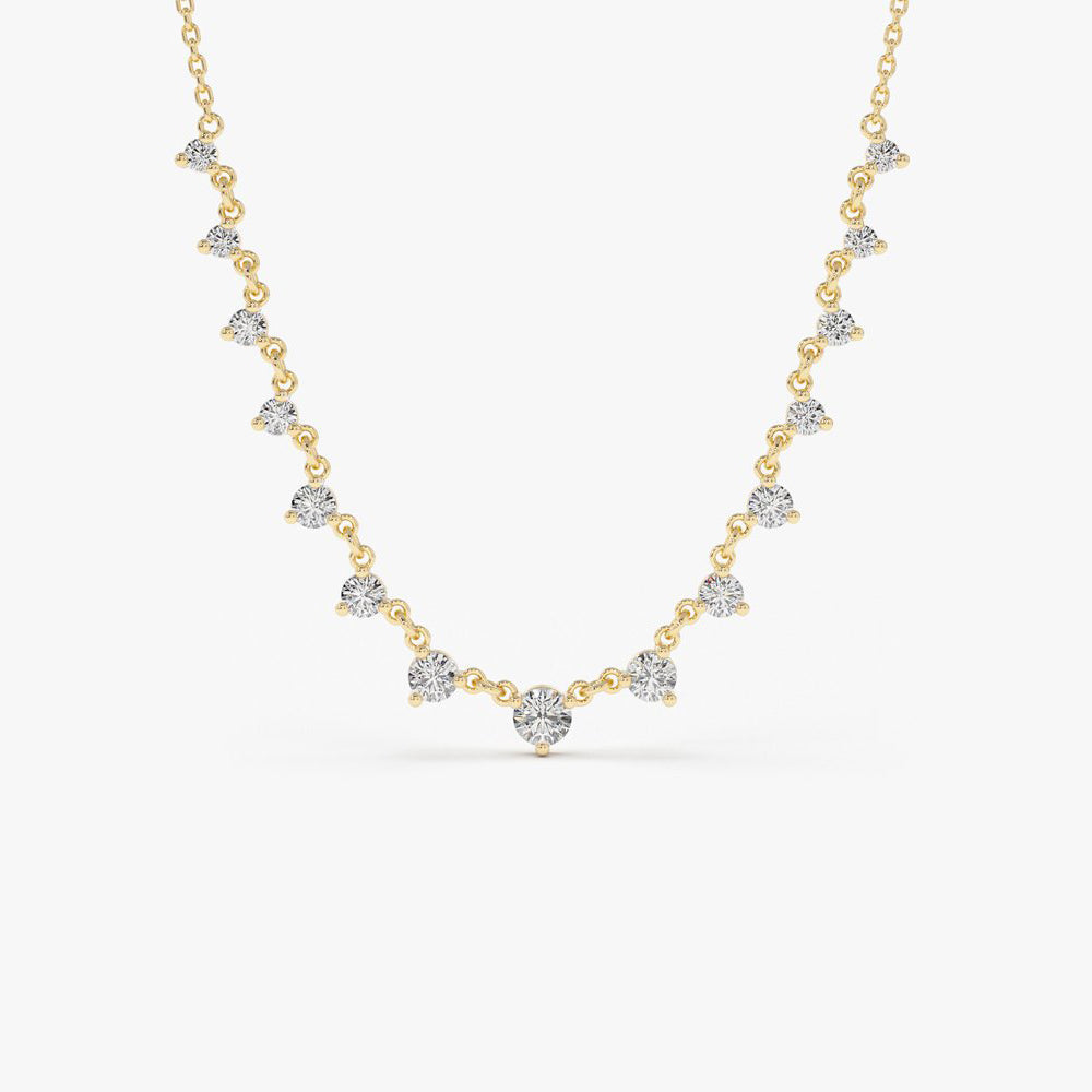 OBFJ2029 - 0.85 ctw Solitaire Diamond Graduating Necklace necklace in selectable metal and diamond options - Roselle Jewelry view 1