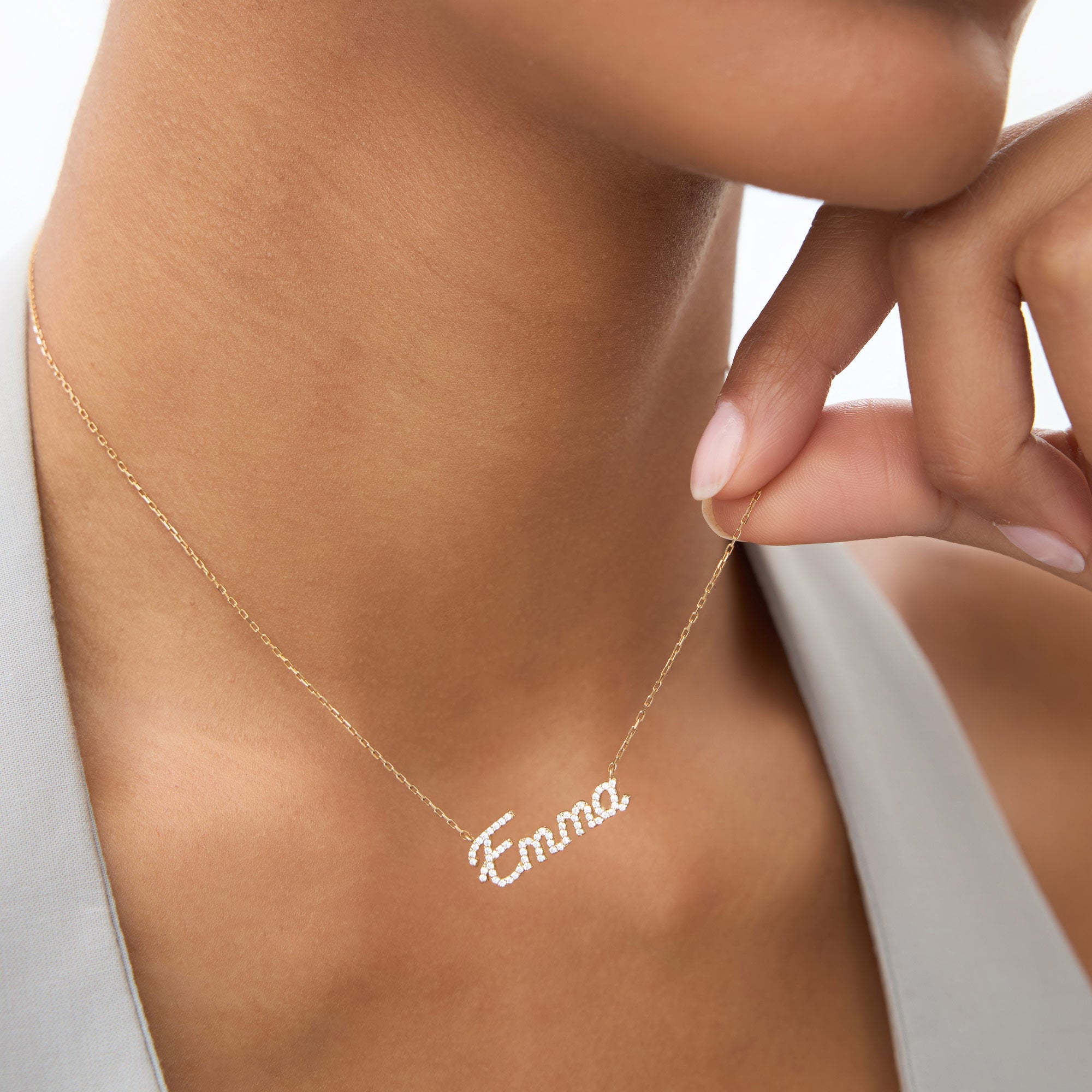 OBFJ1075 - 14k Personalized Diamond Name Necklace 2