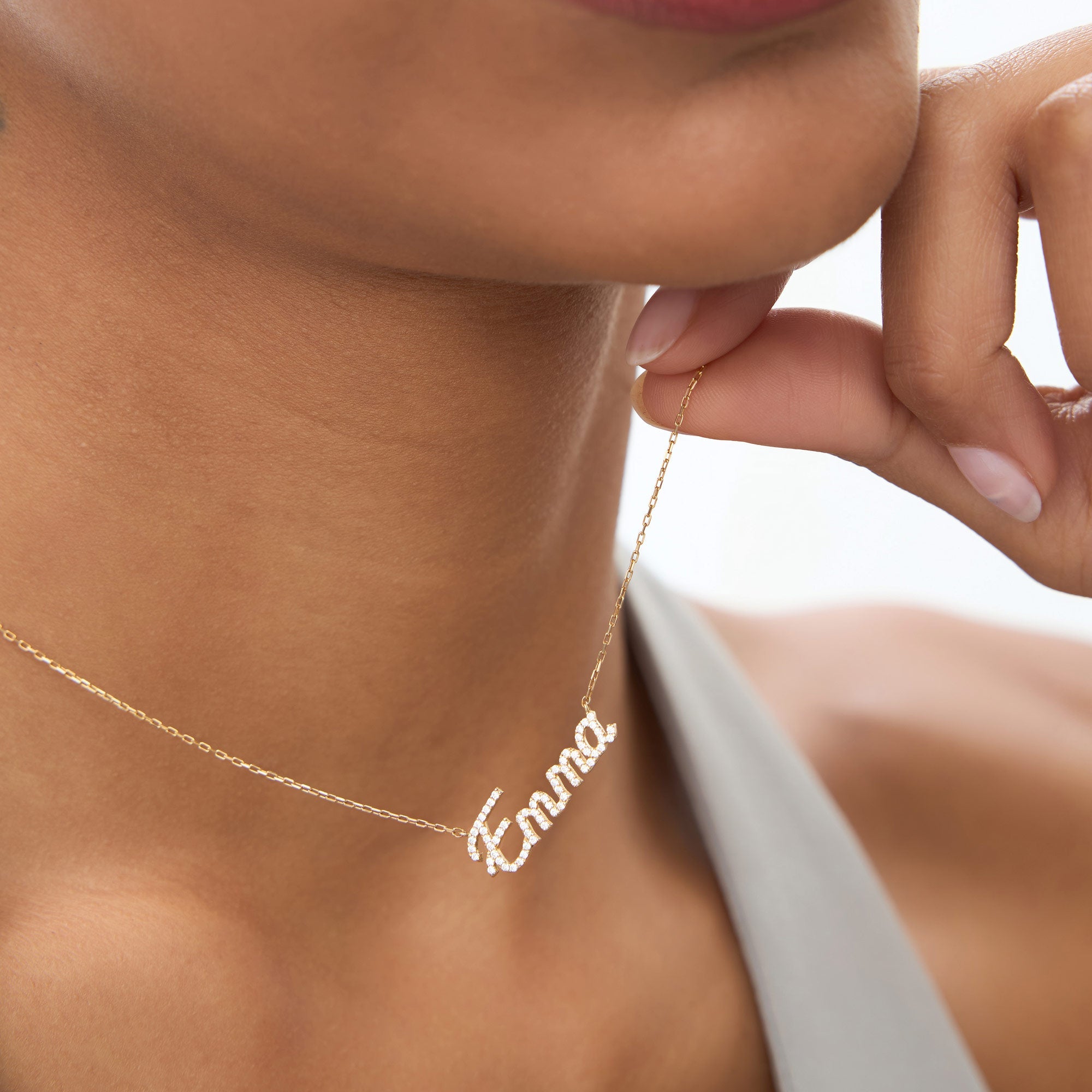 OBFJ1075 - 14k Personalized Diamond Name Necklace 4