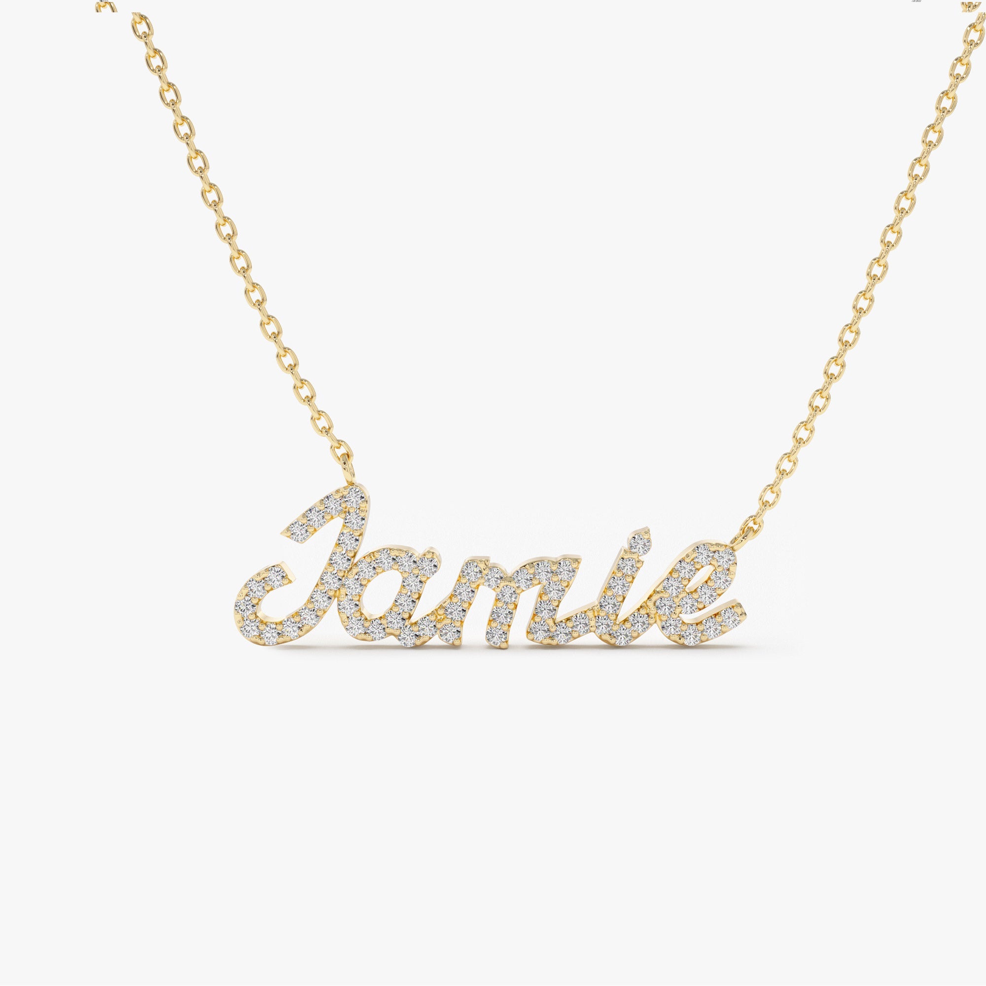 OBFJ1075 - 14k Personalized Diamond Name Necklace 7