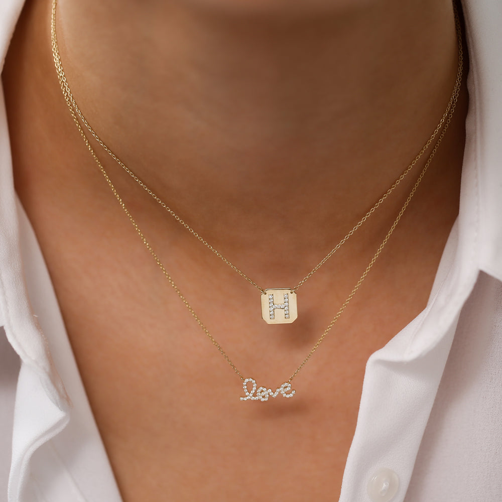 OBFJ0115 - 14k Rose Gold Diamond Love Necklace 6