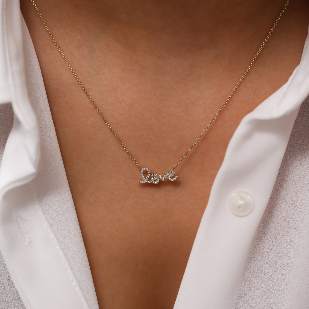 OBFJ0115 - 14k Rose Gold Diamond Love Necklace 2