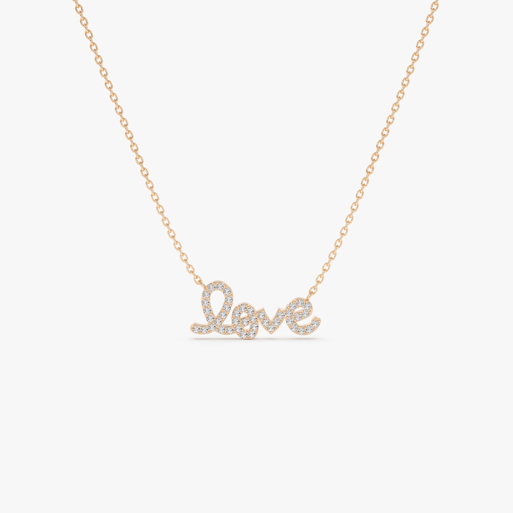 OBFJ2158 - Diamond Love Necklace necklace in selectable metal and diamond options - Roselle Jewelry view 7