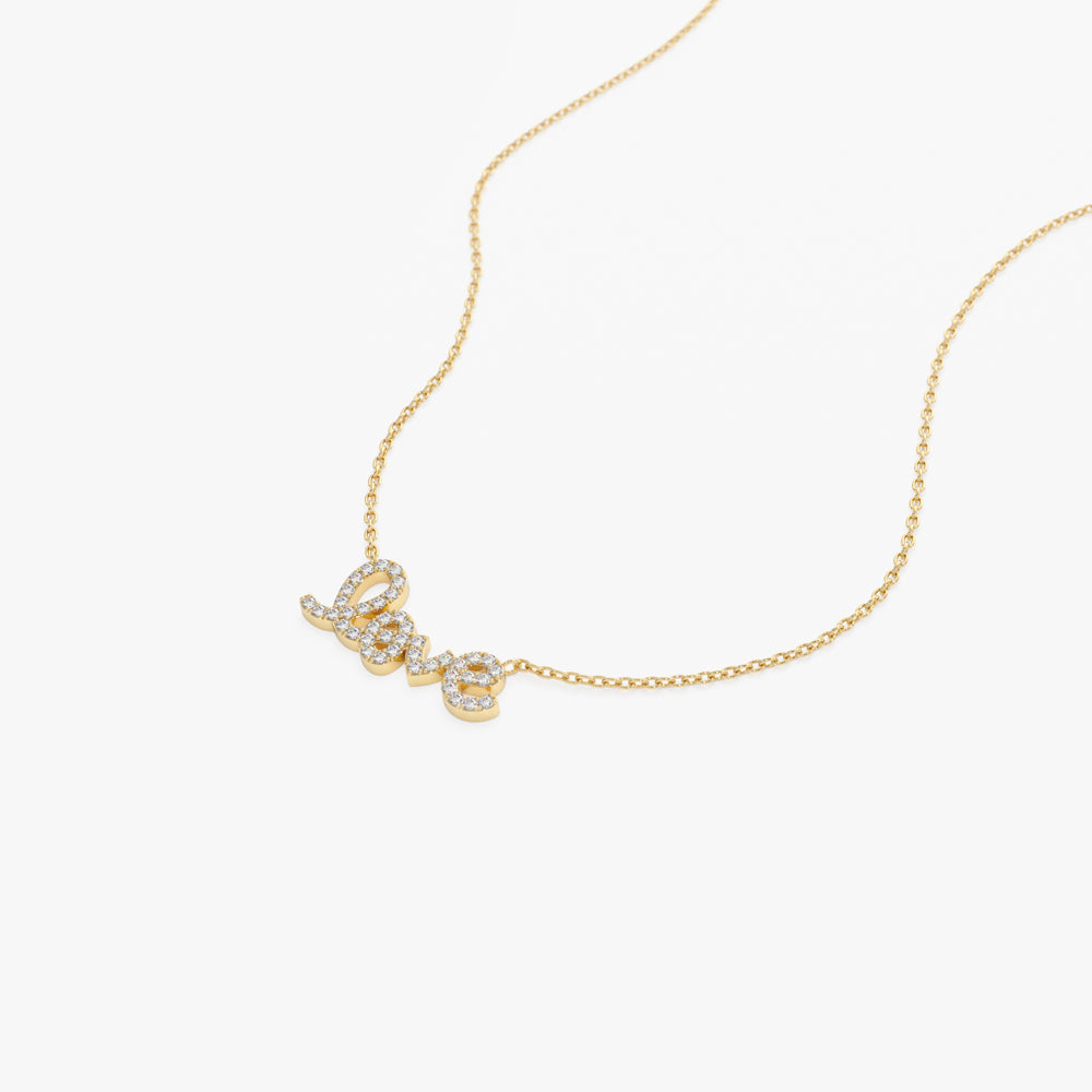 OBFJ2158 - Diamond Love Necklace necklace in selectable metal and diamond options - Roselle Jewelry view 9