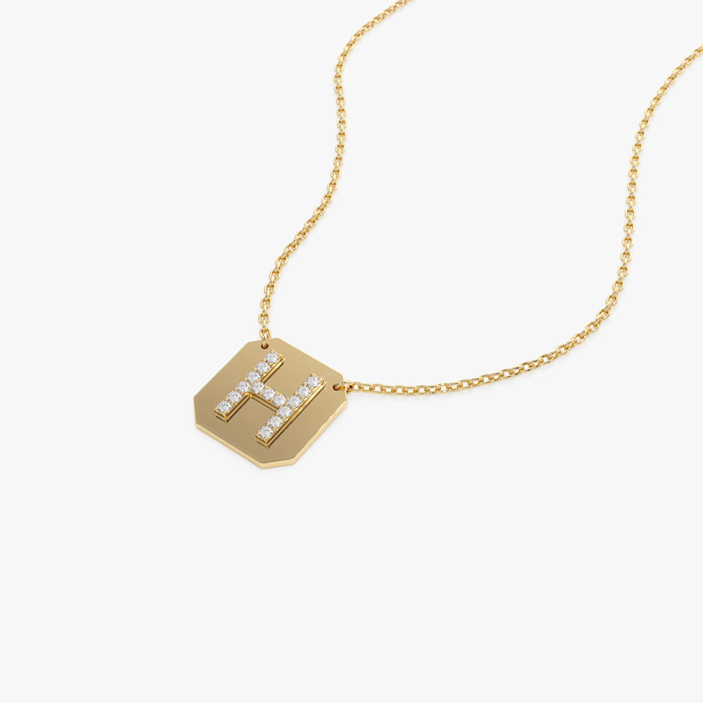 OBFJ2077 - Solid Gold Diamond Letter Necklace necklace in selectable metal and diamond options - Roselle Jewelry view 9