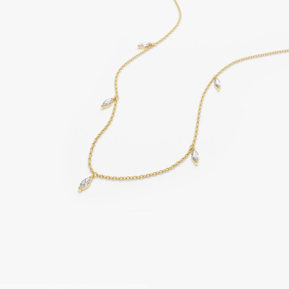 OBFJ2091 - Marquise Diamond Dangling Necklace necklace in selectable metal and diamond options - Roselle Jewelry view 8