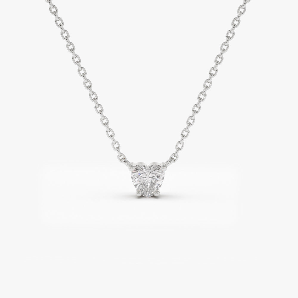OBFJ2185 - Heart-Shape Diamond Necklace necklace in selectable metal and diamond options - Roselle Jewelry view 5