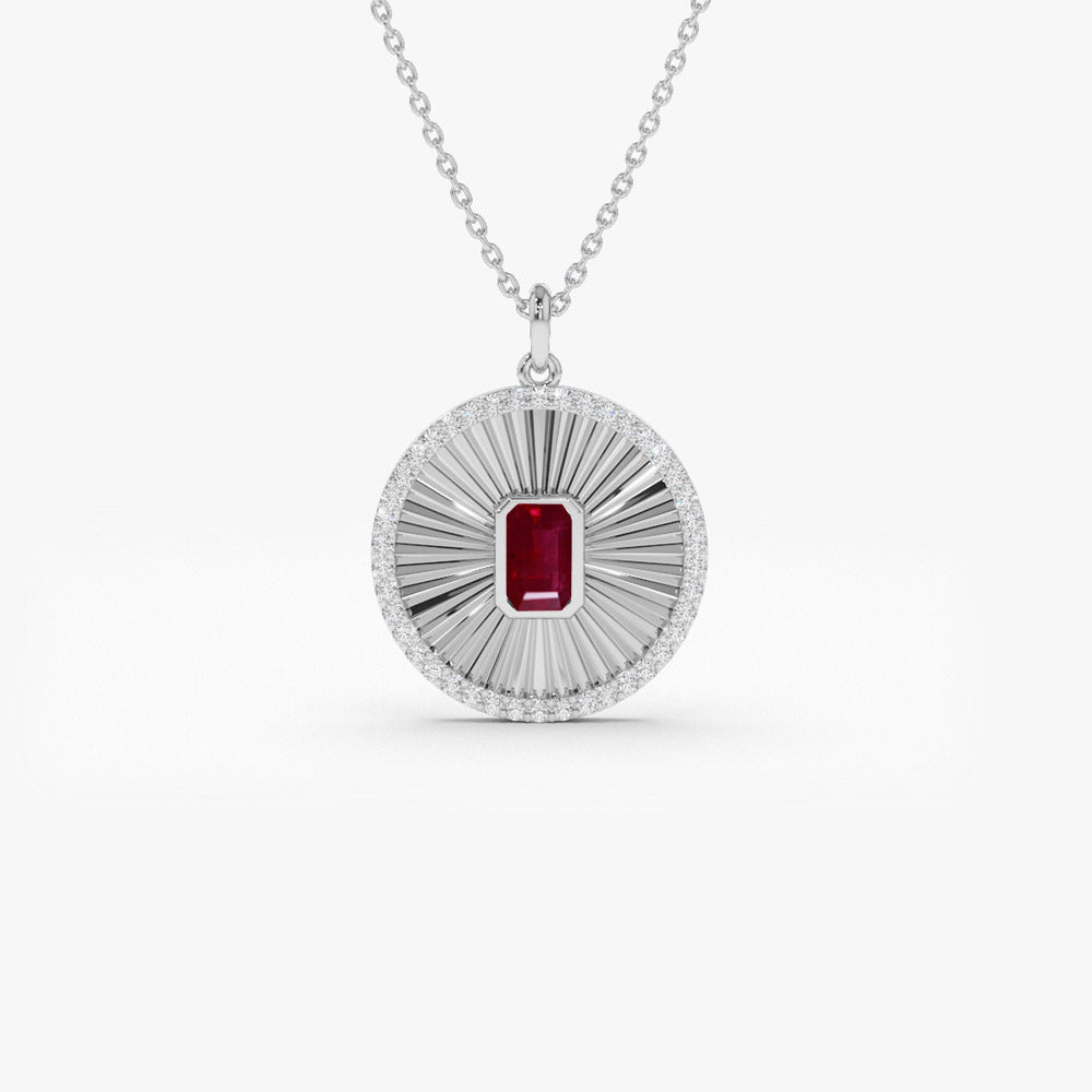OBFJ1377 - 14K Ruby and Diamond Medallion Necklace 5