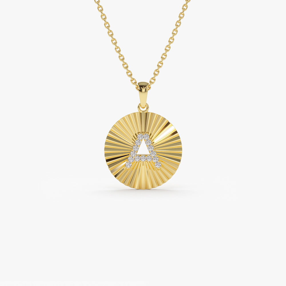 OBFJ2221 - Sparkle Disc Diamond Initial Necklace necklace in selectable metal and diamond options - Roselle Jewelry view 1