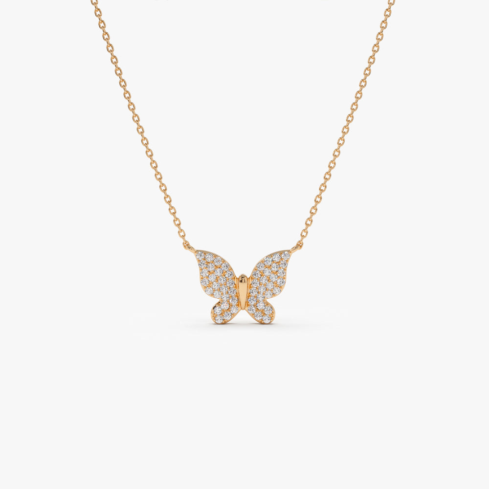 OBFJ2264 - Pave Diamond Butterfly Pendant Necklace necklace in selectable metal and diamond options - Roselle Jewelry view 7