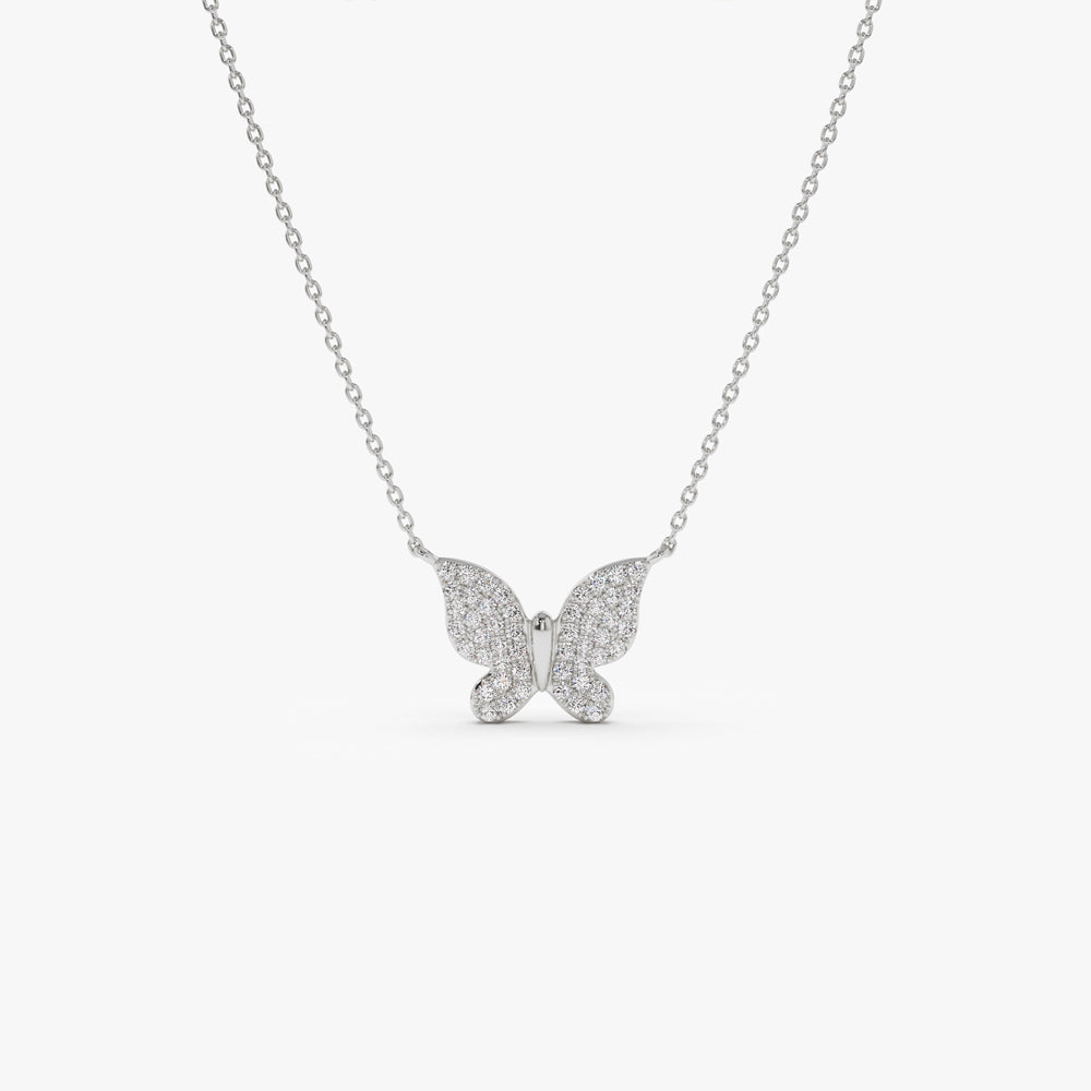 OBFJ2264 - Pave Diamond Butterfly Pendant Necklace necklace in selectable metal and diamond options - Roselle Jewelry view 8