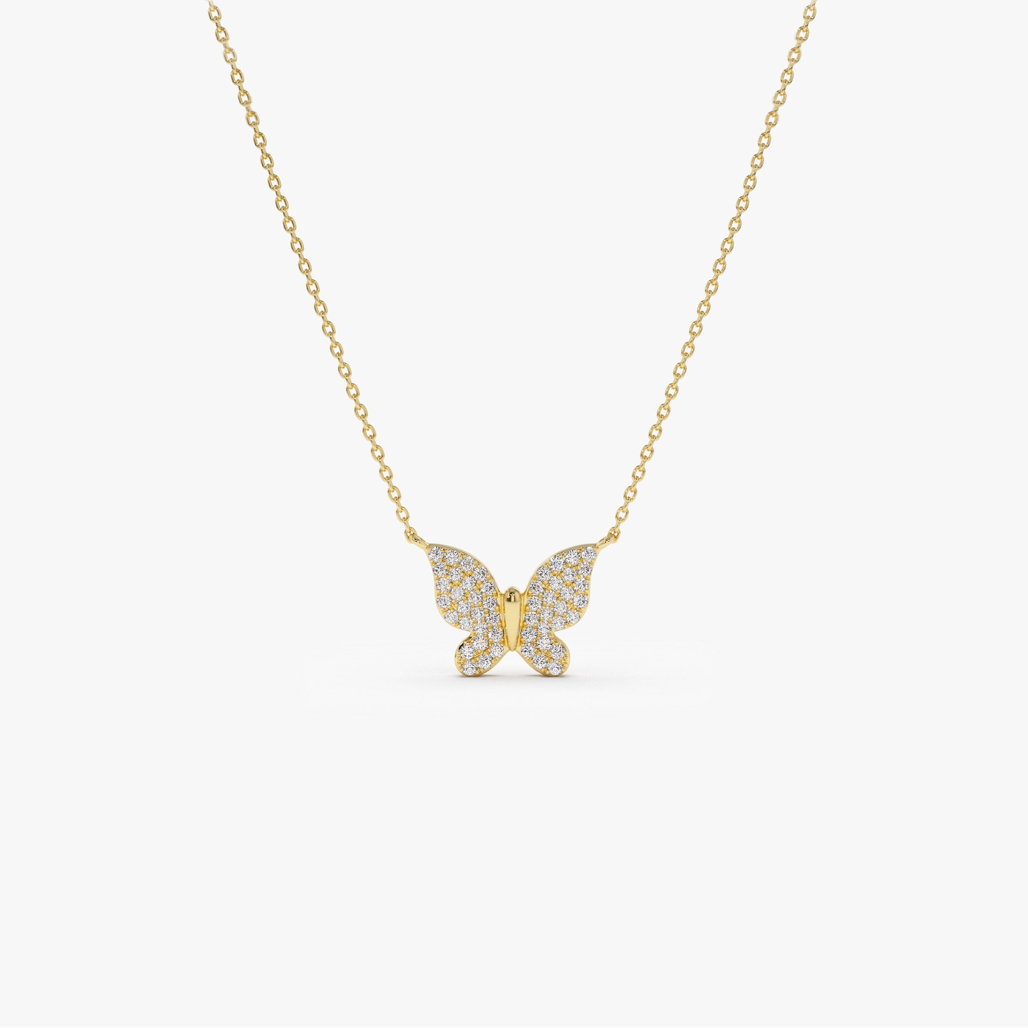 OBFJ2264 - Pave Diamond Butterfly Pendant Necklace necklace in selectable metal and diamond options - Roselle Jewelry view 10