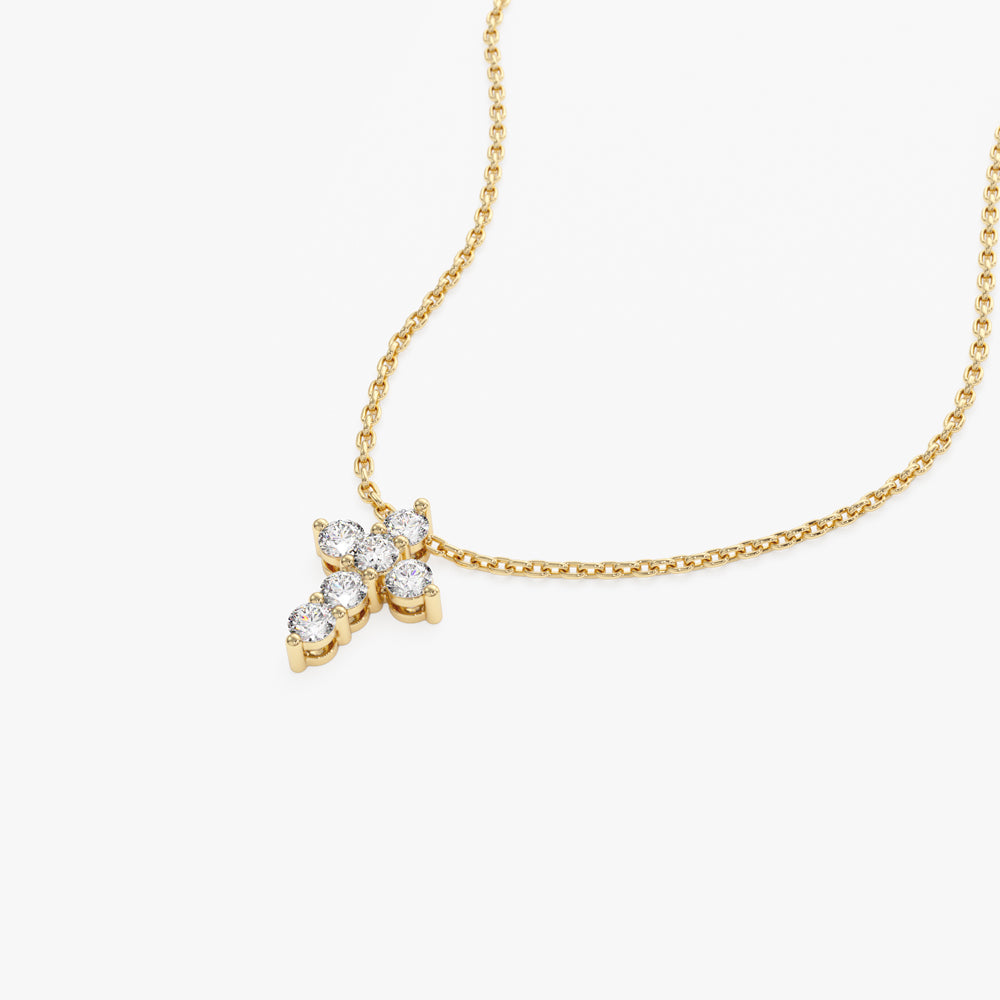 OBFJ2162 - Large Diamond Cross necklace in selectable metal and diamond options - Roselle Jewelry view 8