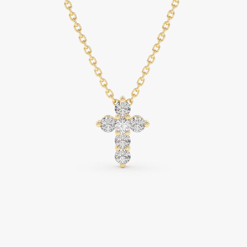 OBFJ2162 - Large Diamond Cross necklace in selectable metal and diamond options - Roselle Jewelry view 1