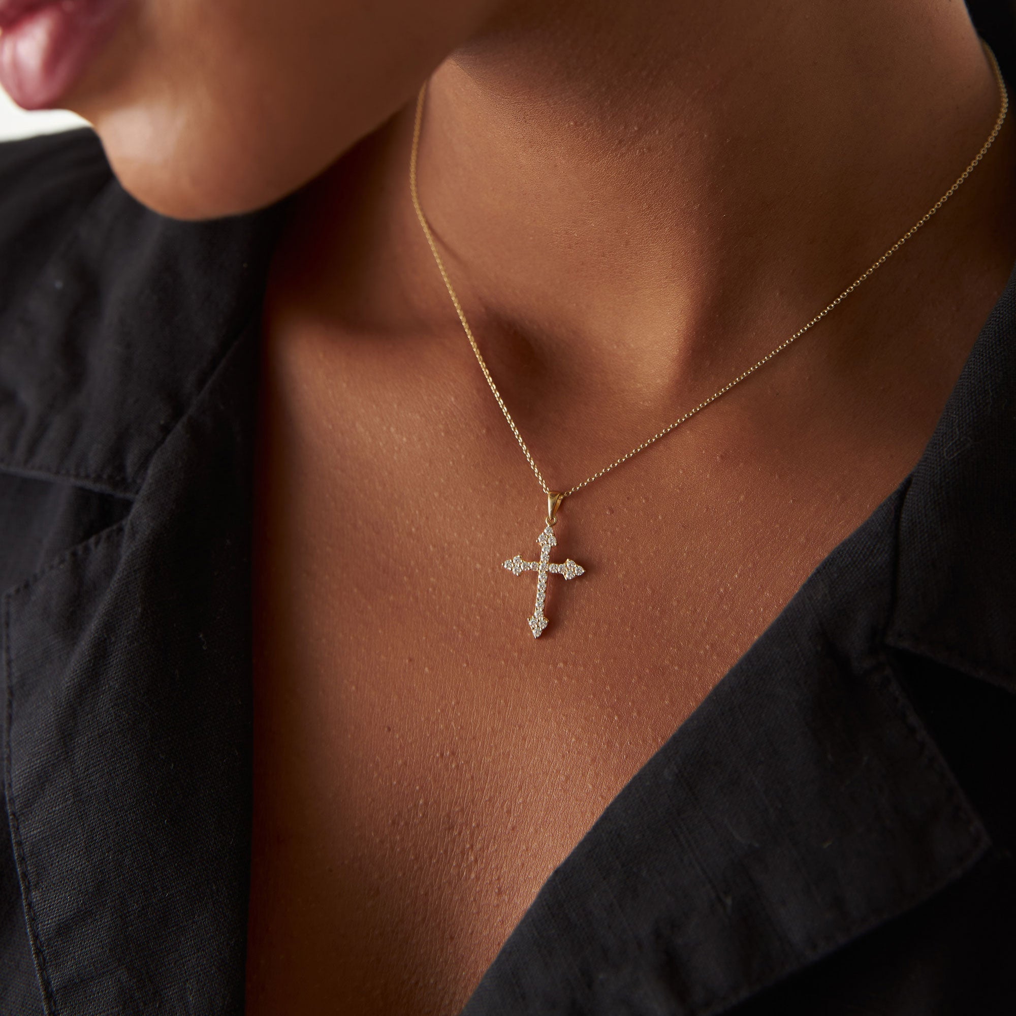 OBFJ1334 - 14k Diamond Cross Charm 0.45 ctw 4
