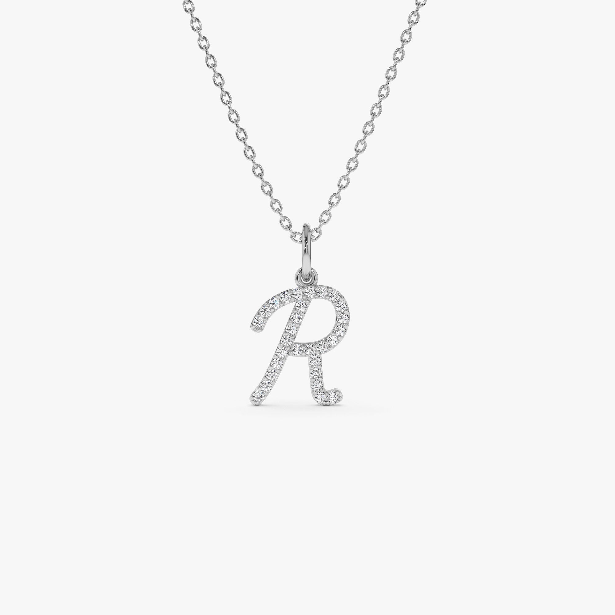 OBFJ1358 - 14k Diamond Script Initial Necklace 6