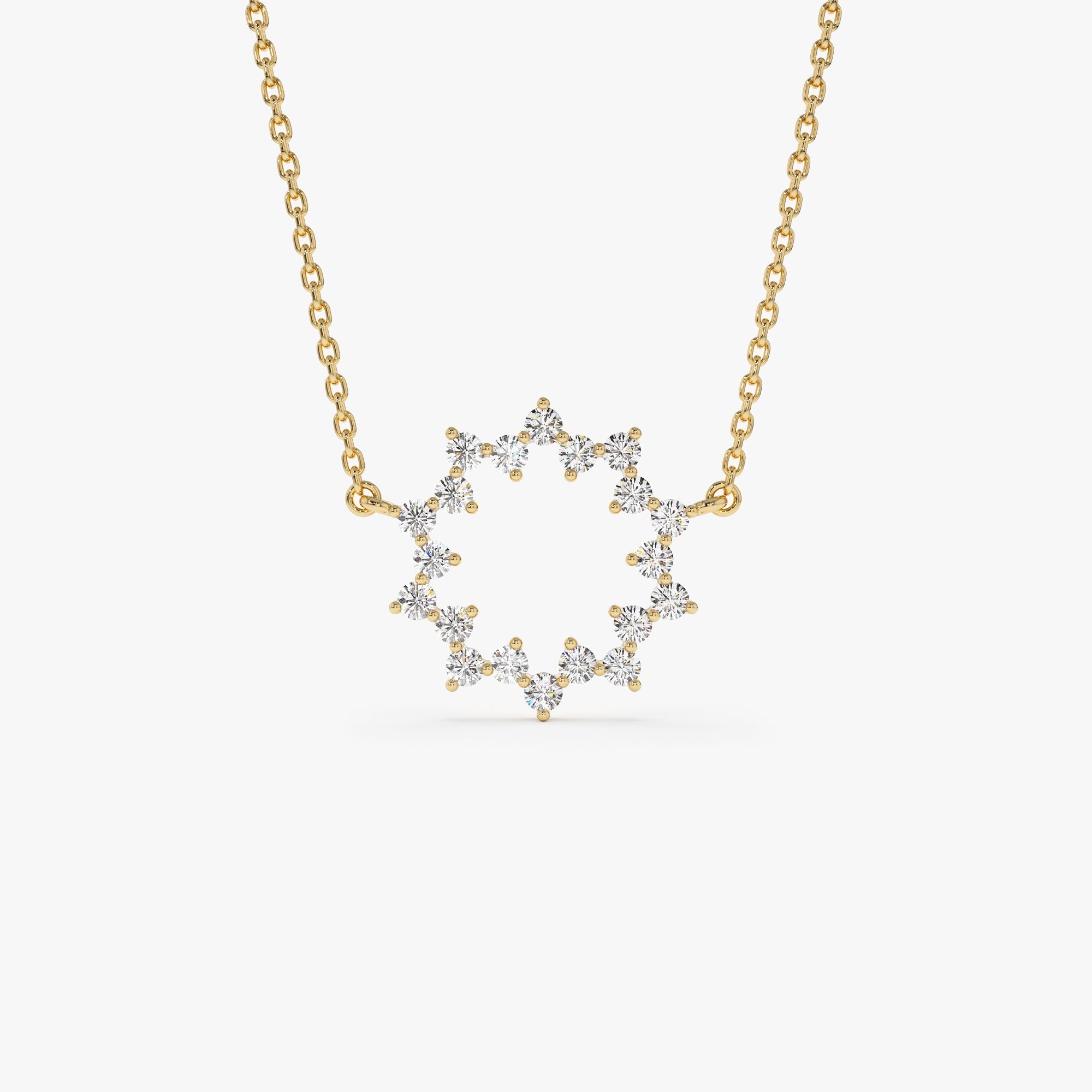 OBFJ1262 - 14k Diamond Sun Circle Necklace 1