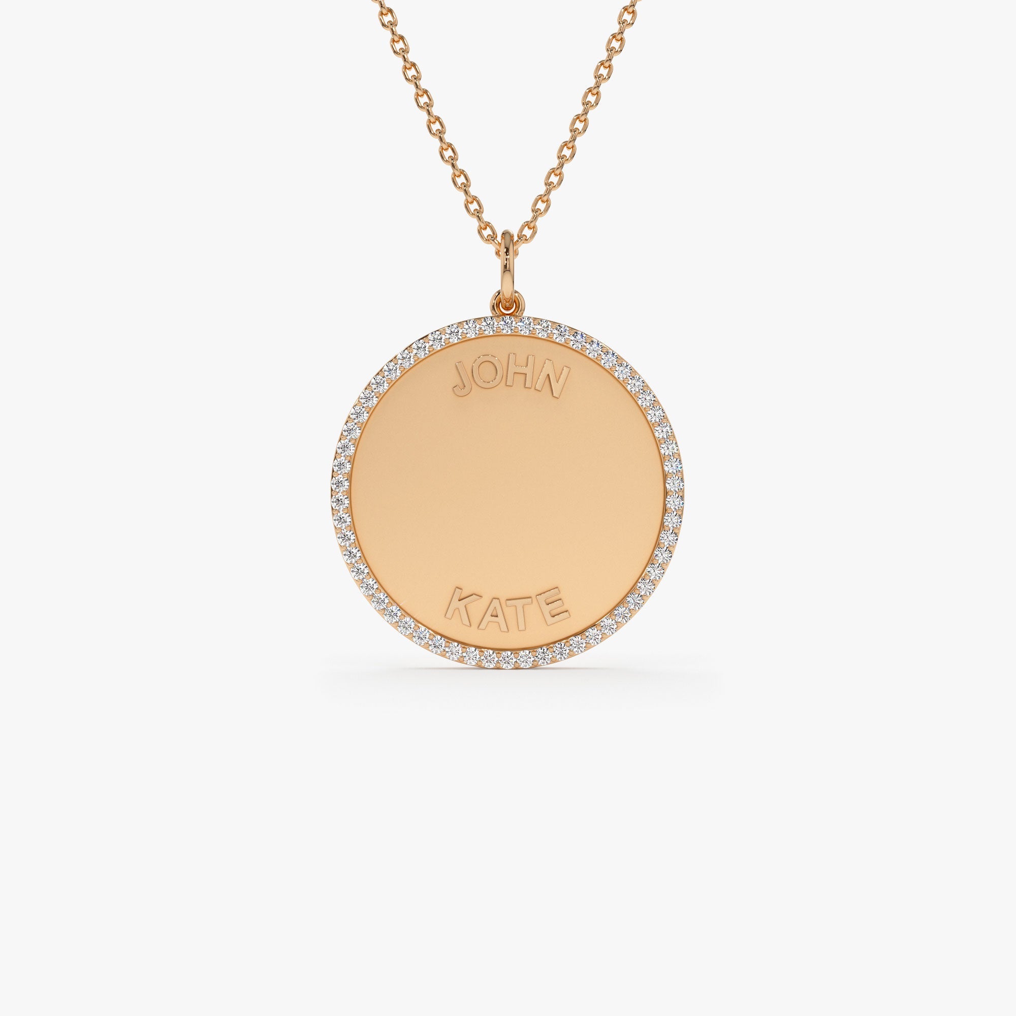 OBFJ1084 - 14k Personalized Diamond Medallion Necklace 8