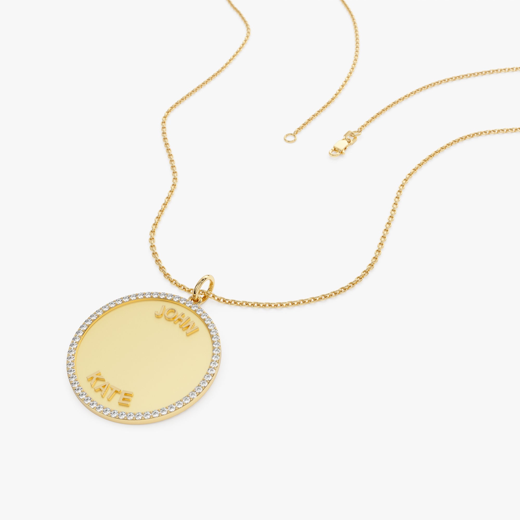 OBFJ1084 - 14k Personalized Diamond Medallion Necklace 6
