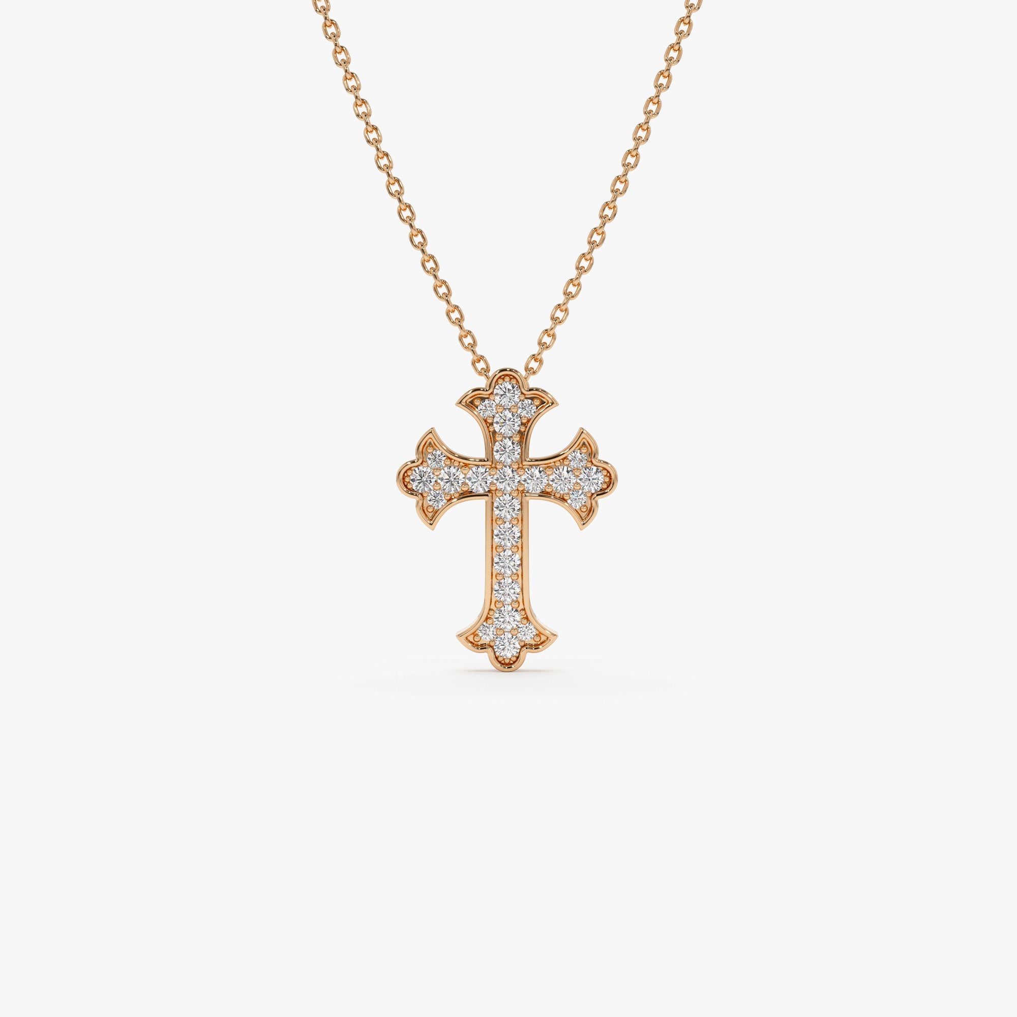 OBFJ1134 - 14k Pave Setting Gothic Diamond Cross 6