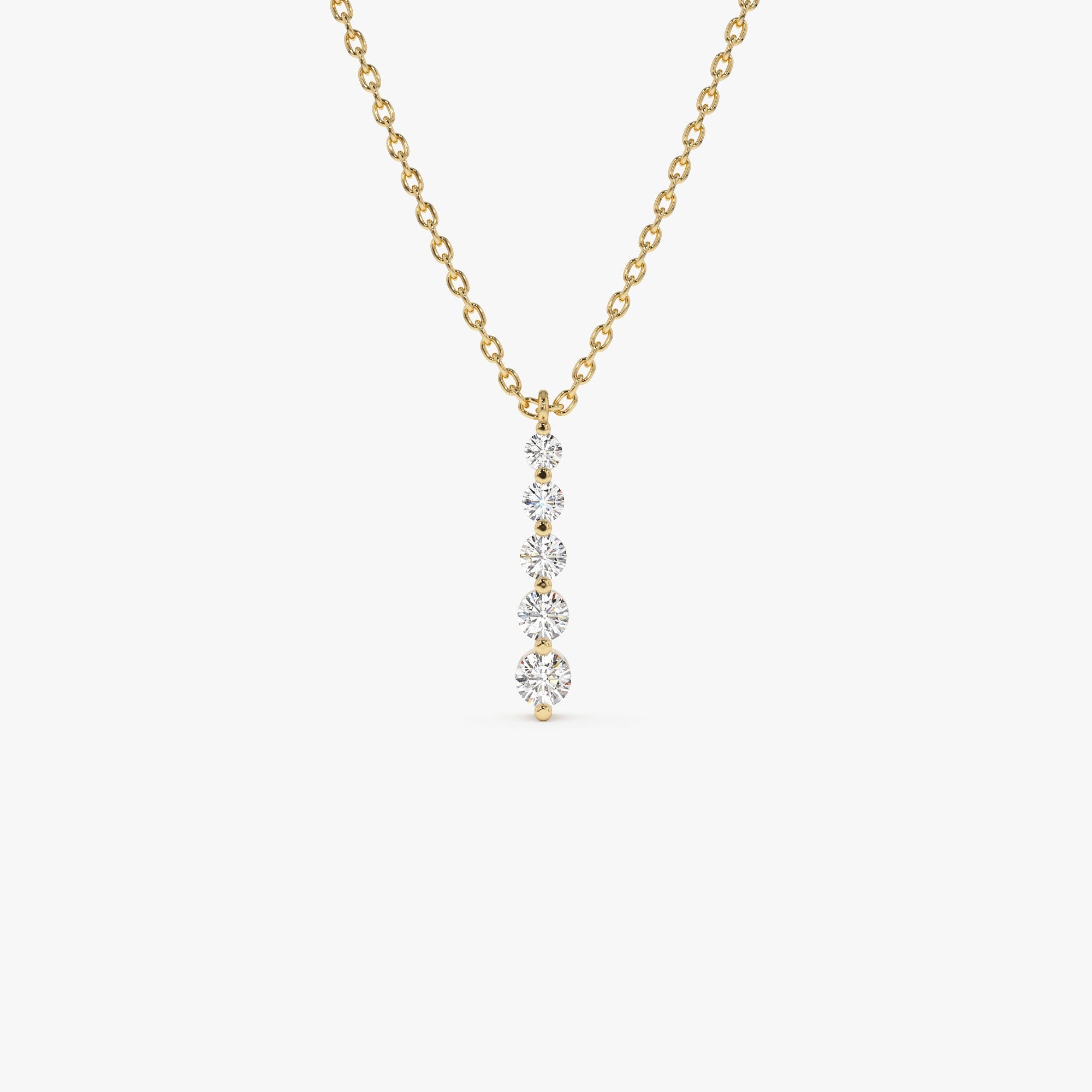 OBFJ1312 - 14k Gold Diamond Bar Necklace 1