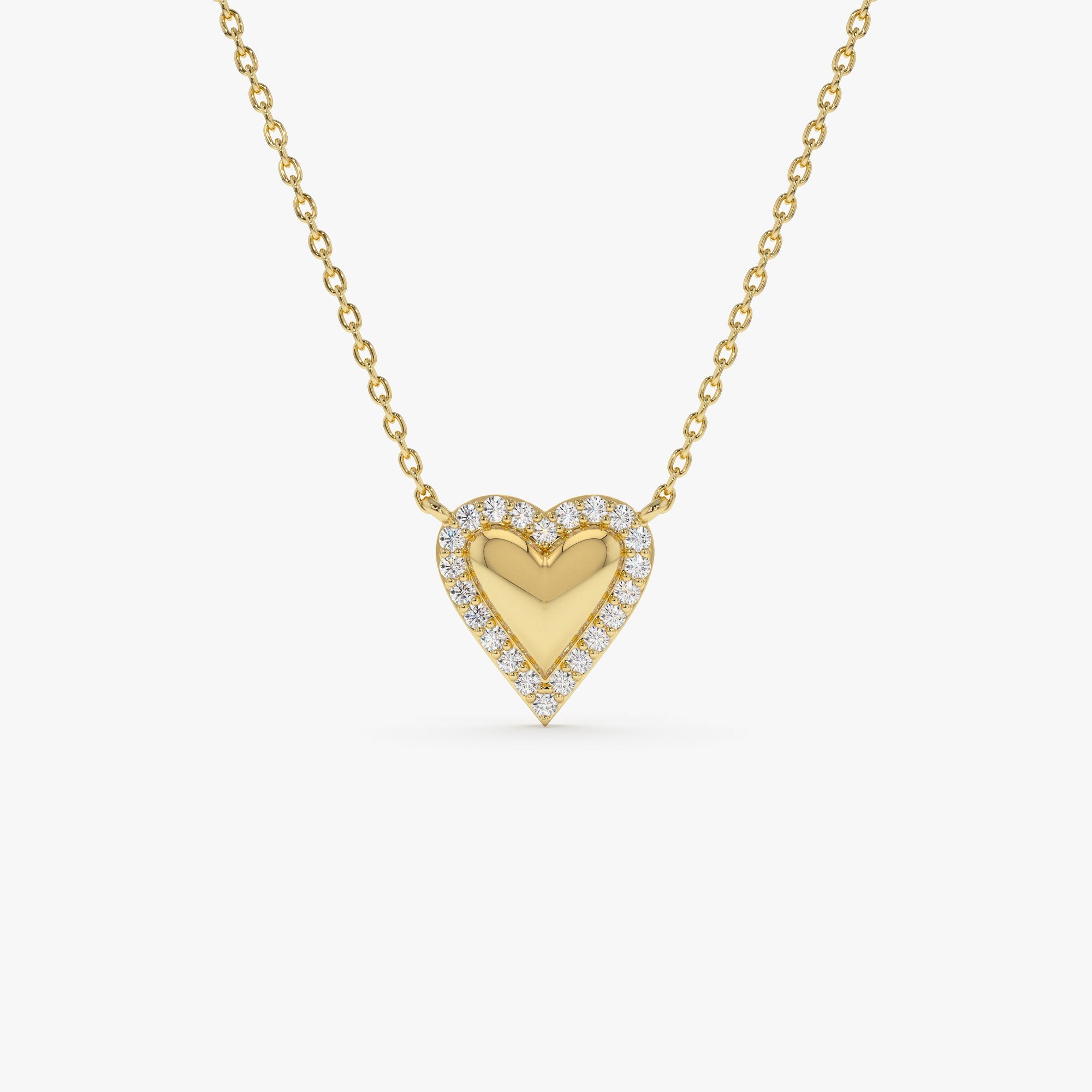 OBFJ1241 - 14K Diamond Puffed Heart Love Necklace 1