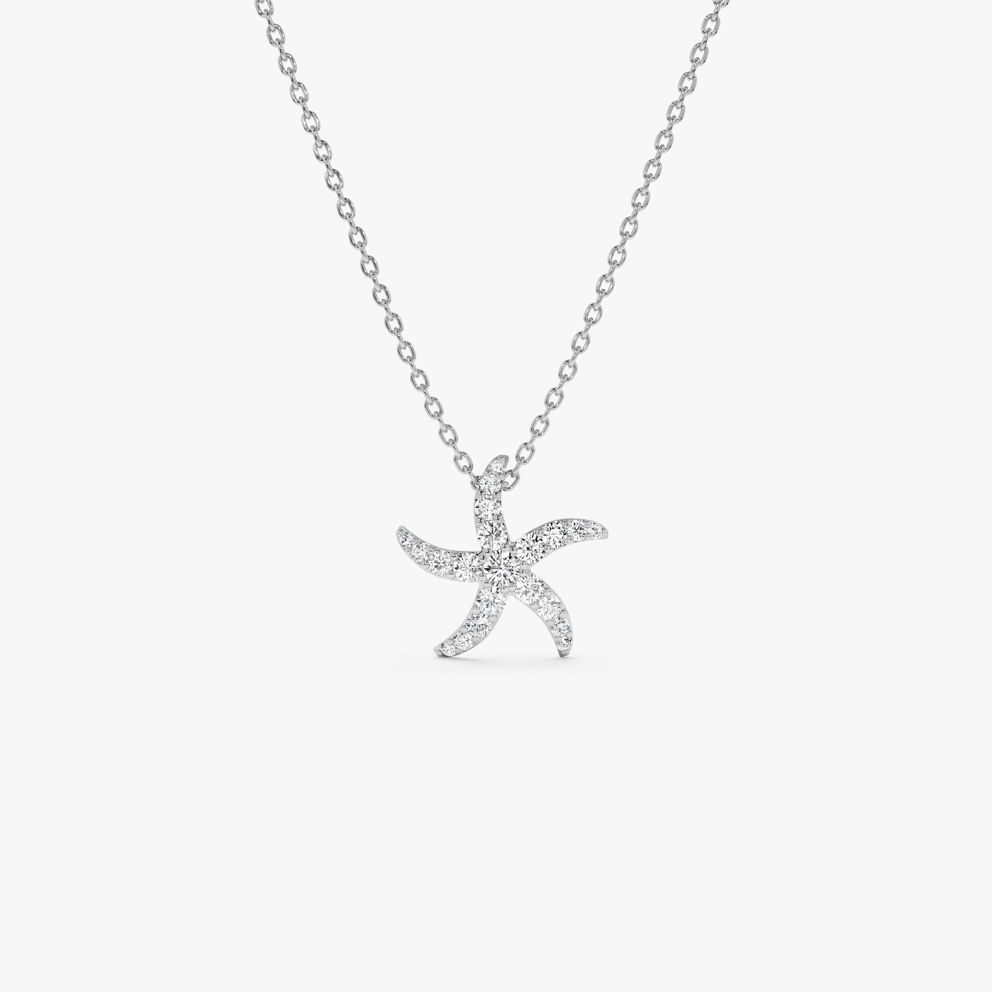 OBFJ1291 - 14k Gold Diamond Starfish Charm Pendant 6