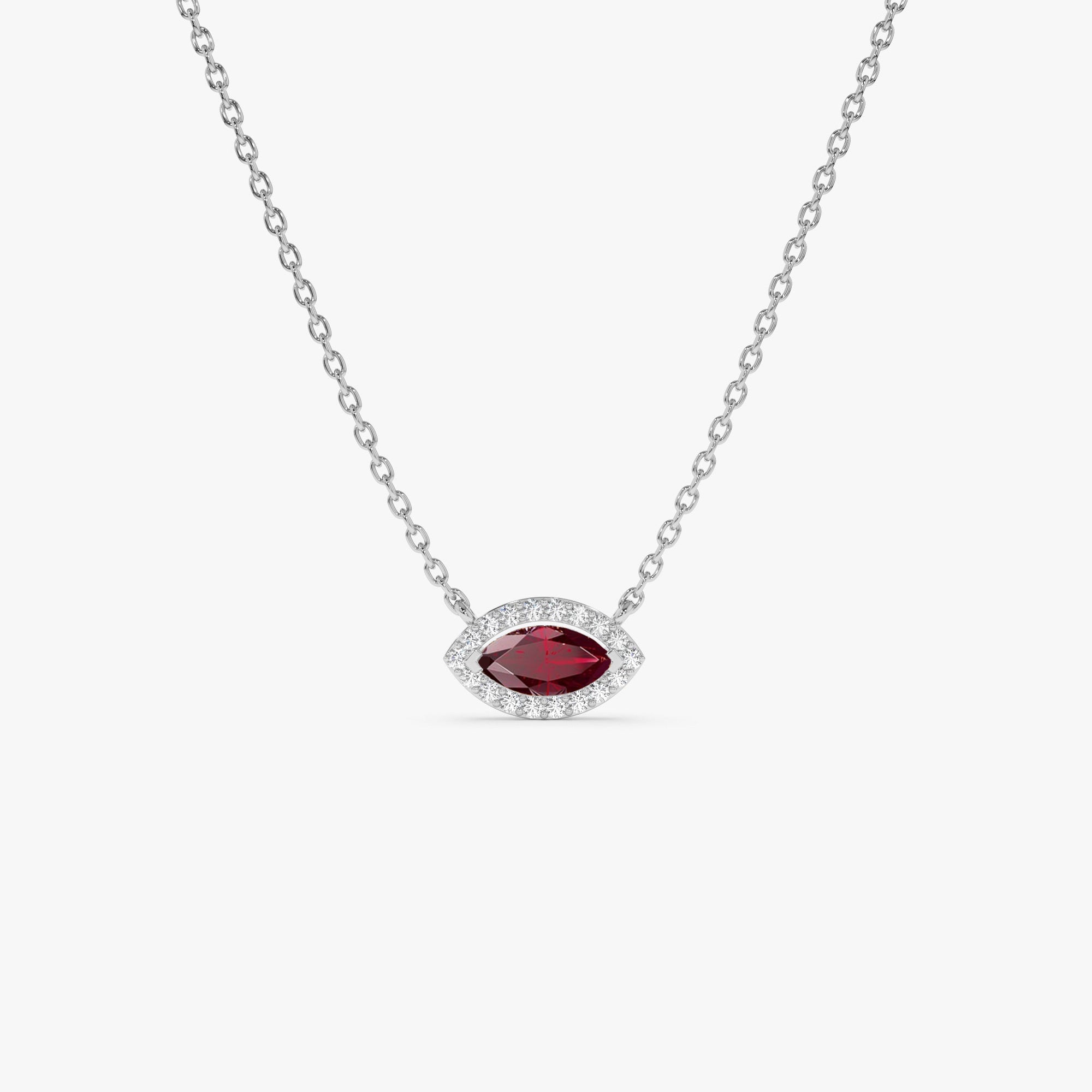 OBFJ1204 - 14k Marquise Ruby with Halo Diamond Setting 7