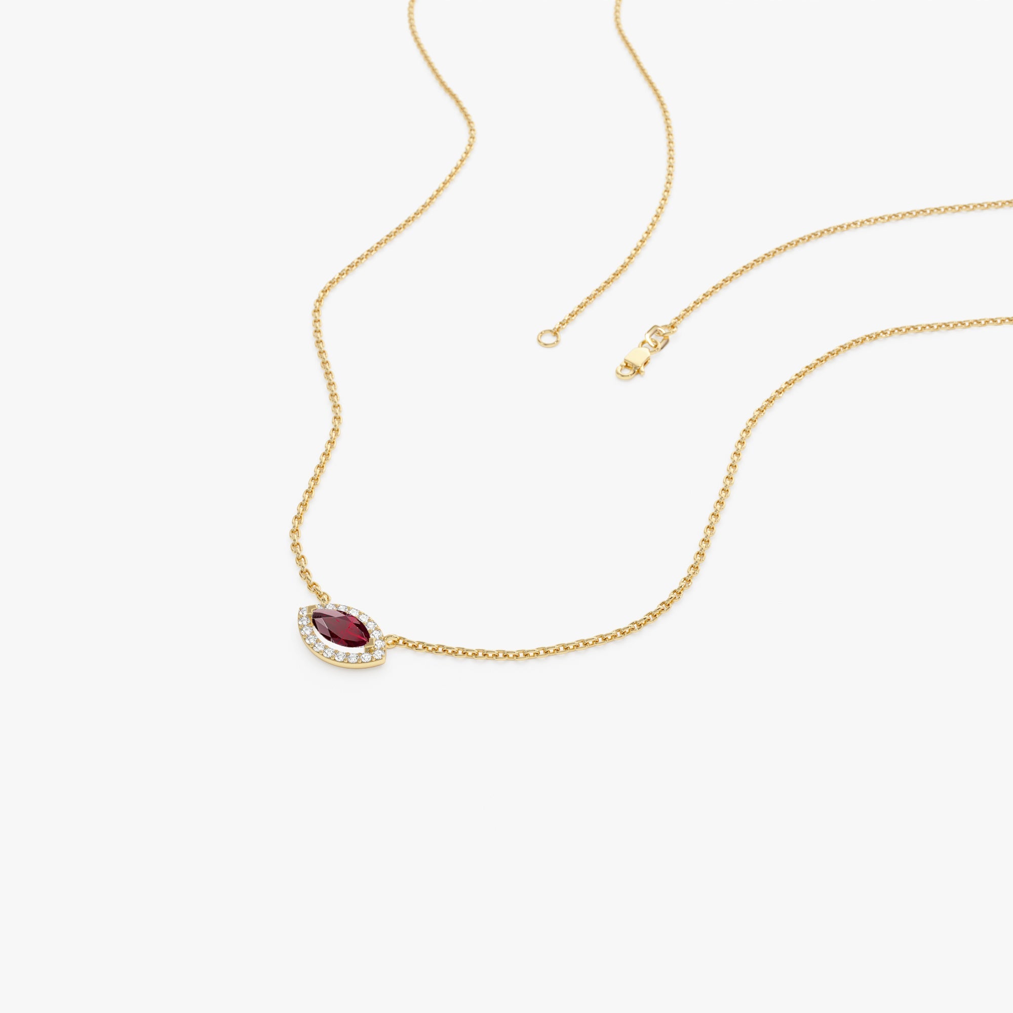 OBFJ1204 - 14k Marquise Ruby with Halo Diamond Setting 8