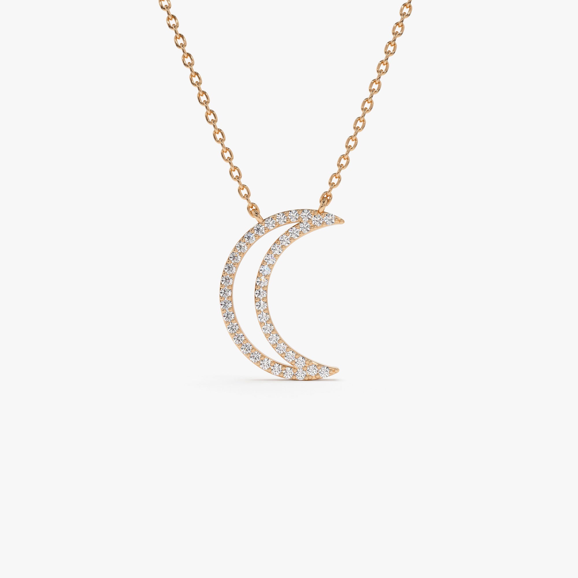 OBFJ1152 - 14K Diamond Moon Outline Necklace 5