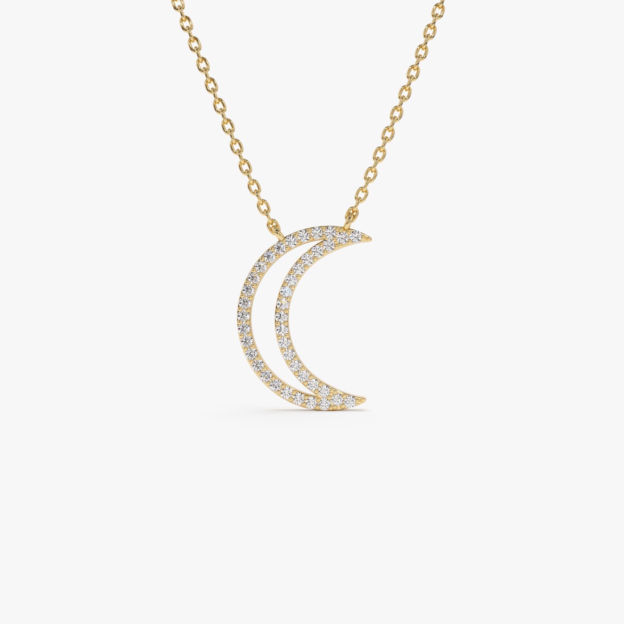 OBFJ1152 - 14K Diamond Moon Outline Necklace 1