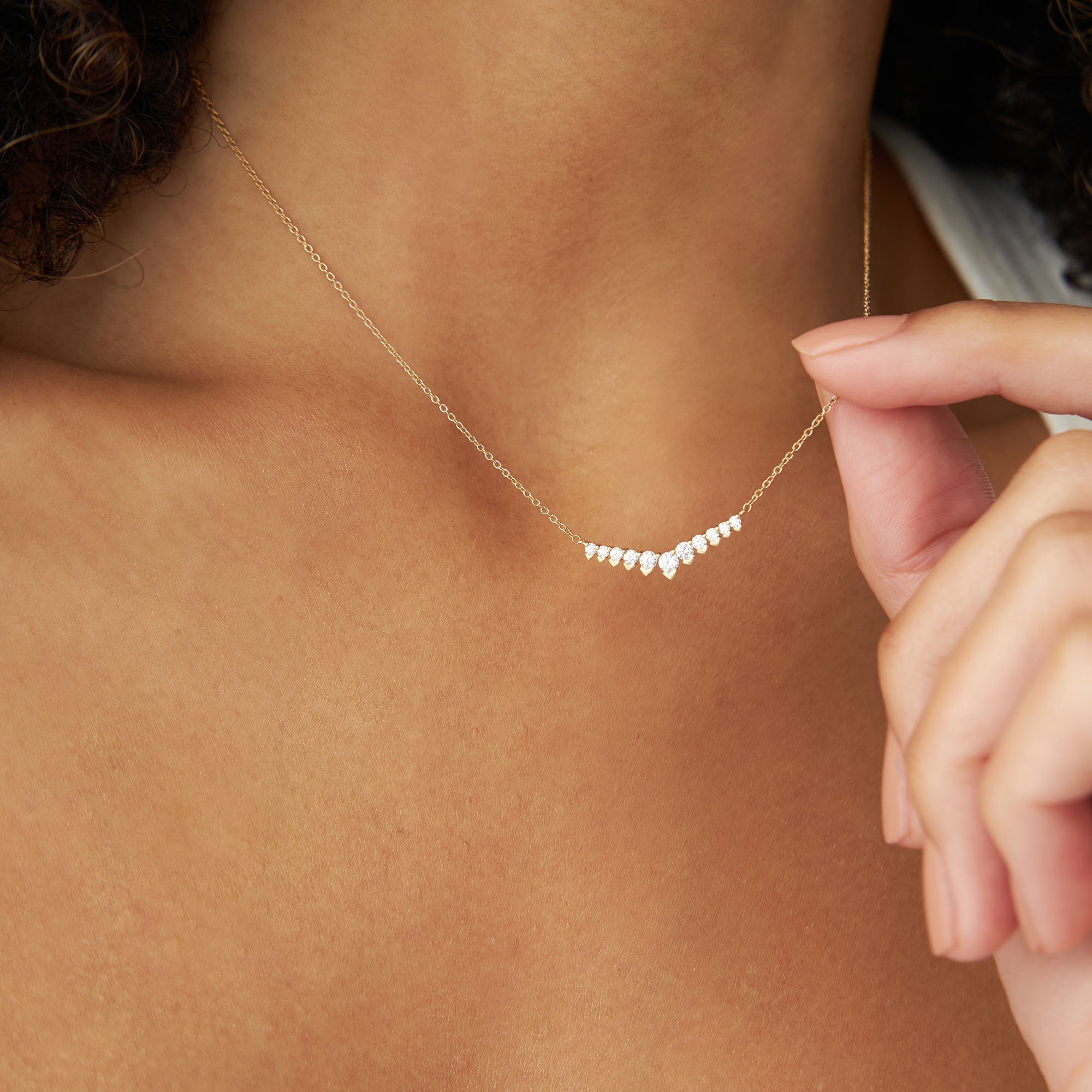 OBFJ1131 - 14k V Prong Chevron Diamond Necklace 2