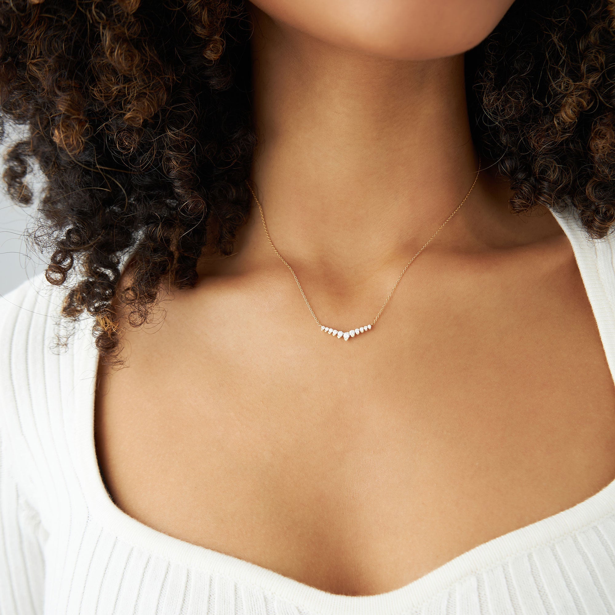 OBFJ1131 - 14k V Prong Chevron Diamond Necklace 5