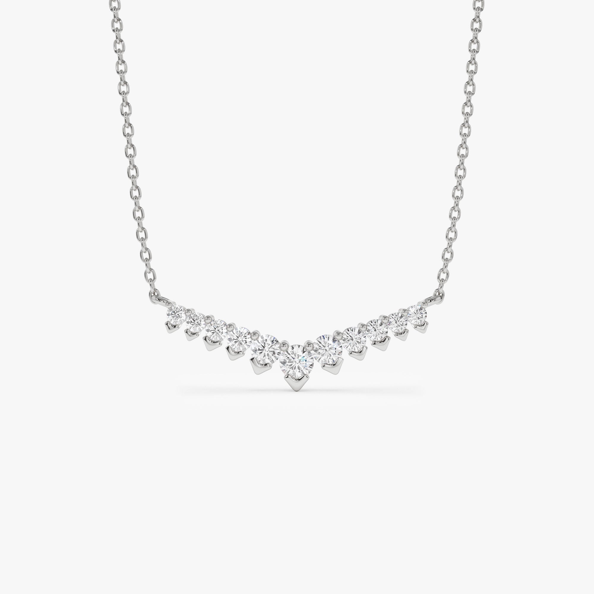 OBFJ1131 - 14k V Prong Chevron Diamond Necklace 7