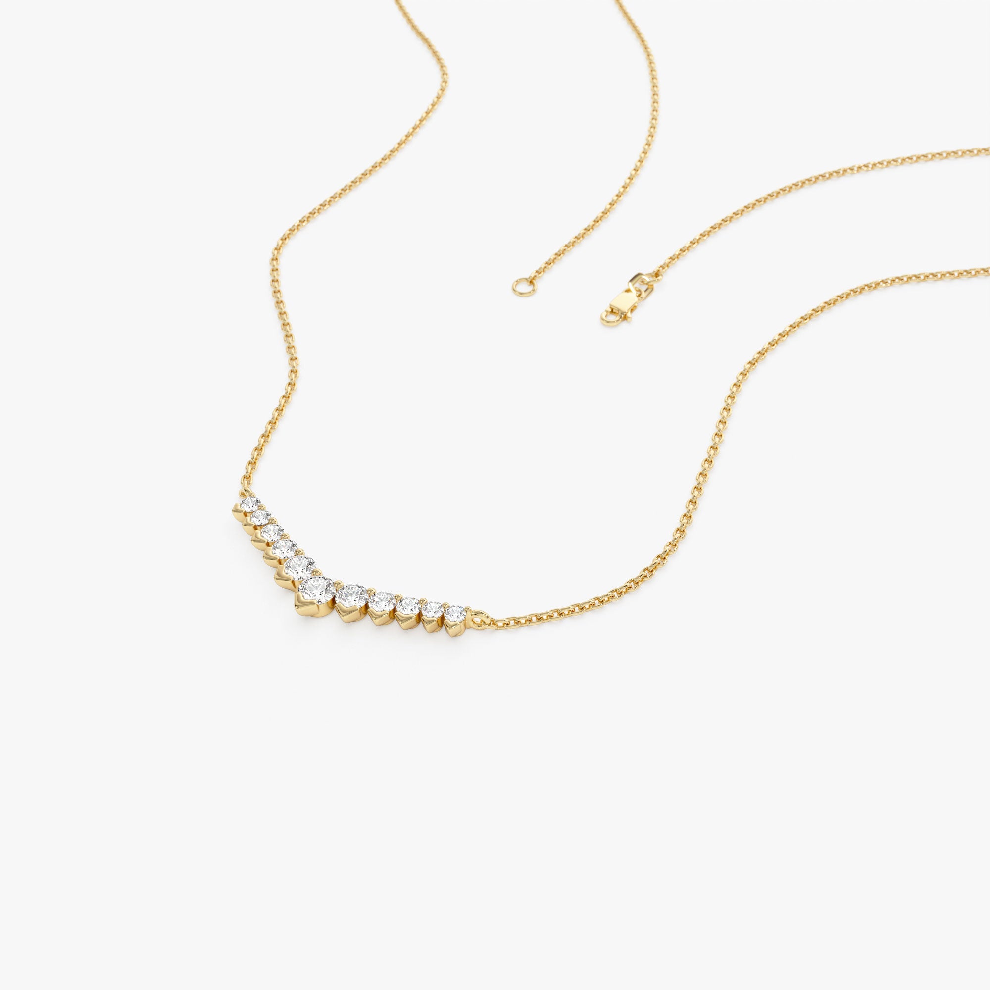 OBFJ1131 - 14k V Prong Chevron Diamond Necklace 8