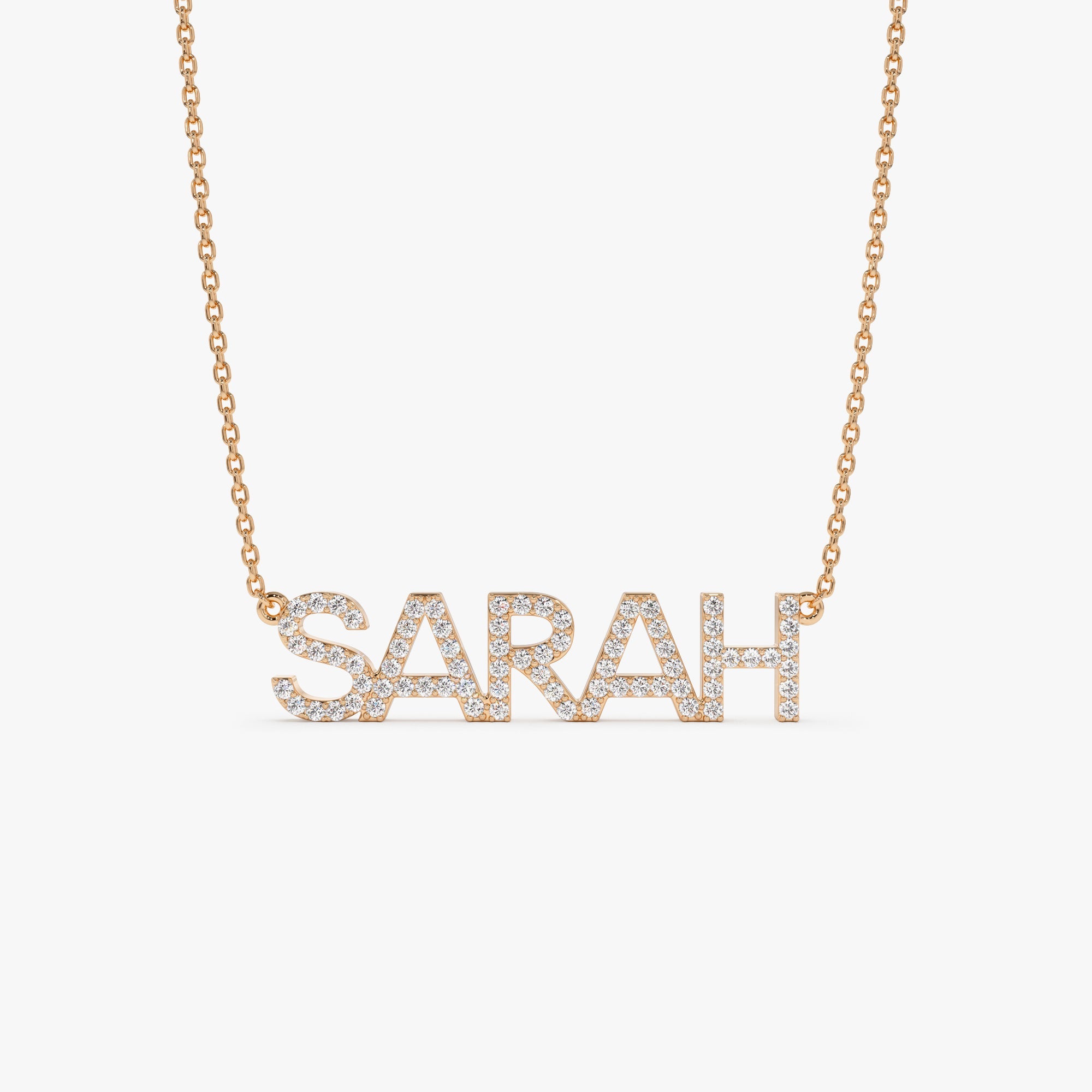 OBFJ0995 - 14K Dainty Layering Diamond Name Necklace 5