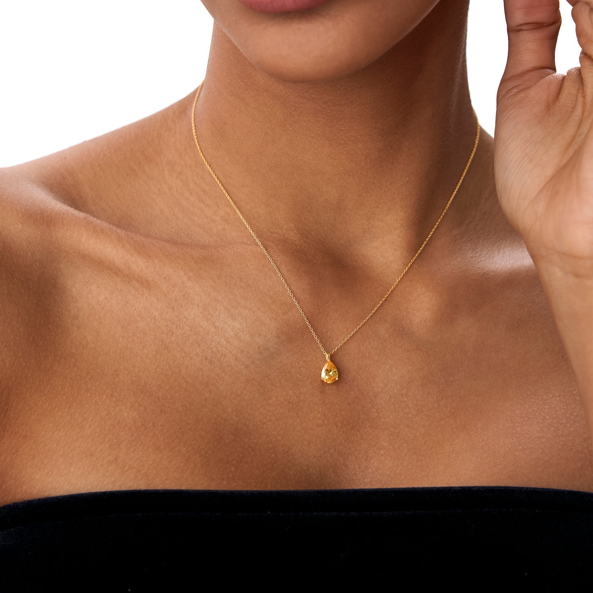 OBFJ0818 - 14k Pear Shape Citrine Solitaire Necklace 5