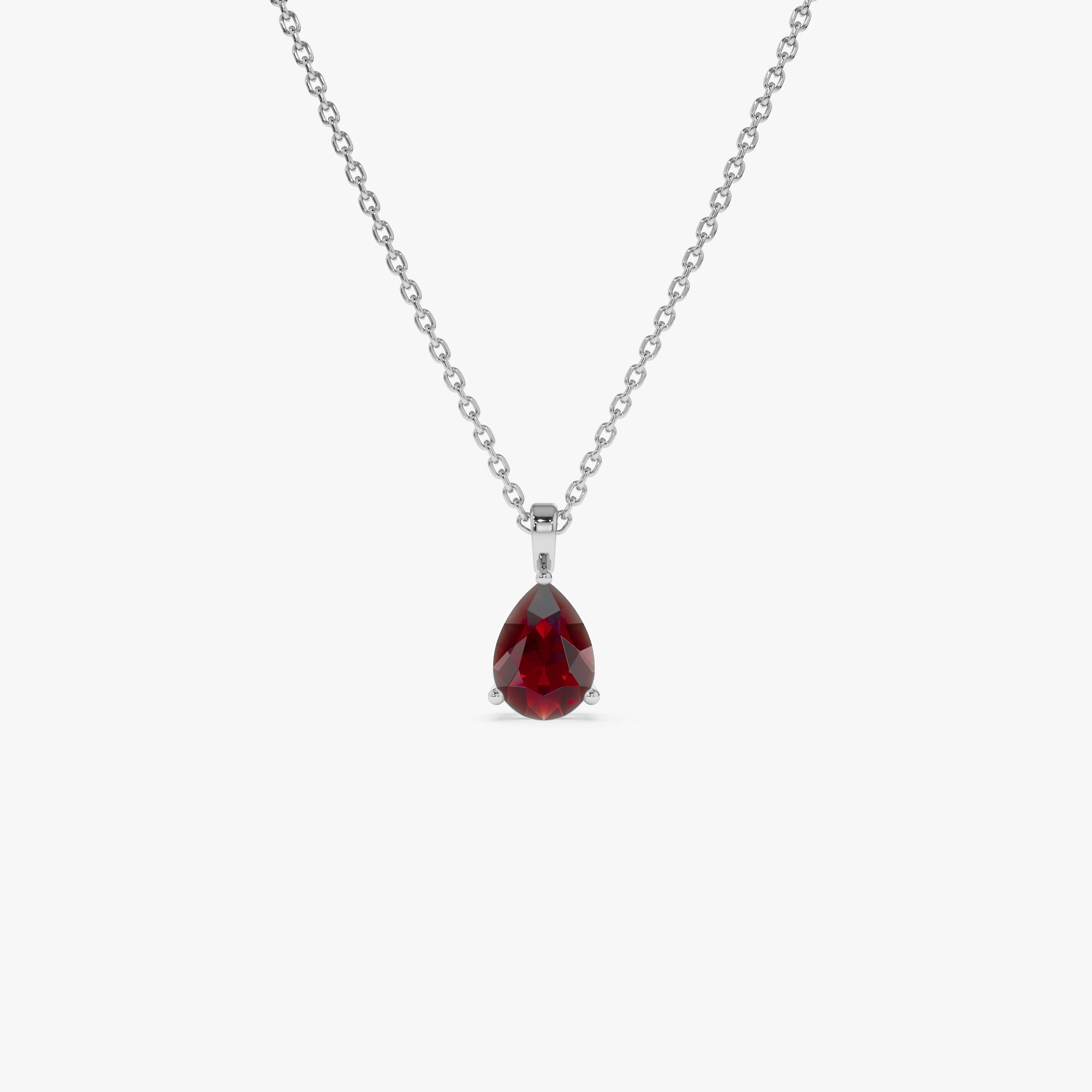 OBFJ0819 - 14k Pear Shape Garnet Solitaire Necklace 6