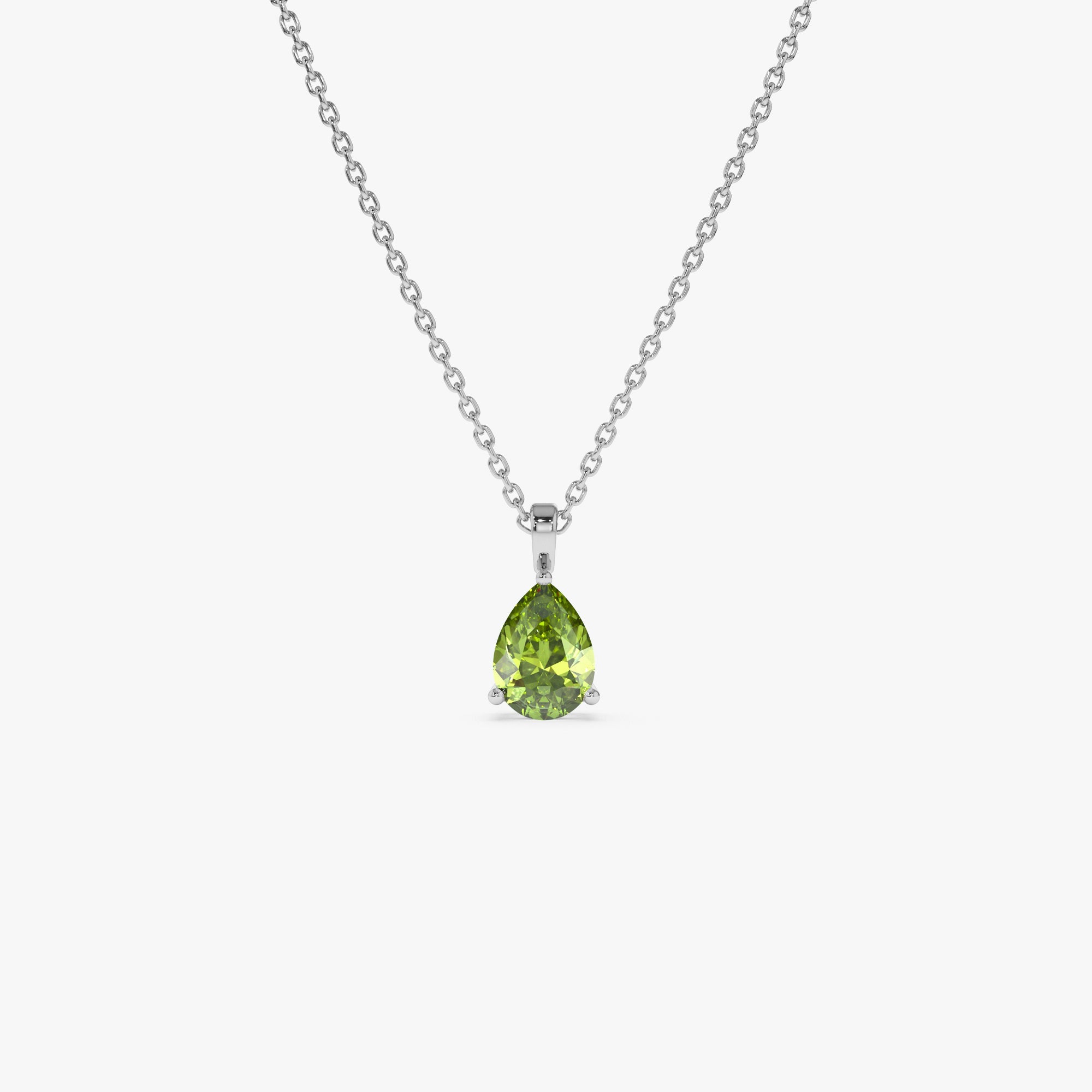 OBFJ0817 - 14k Pear Shape Peridot Solitaire Necklace 6