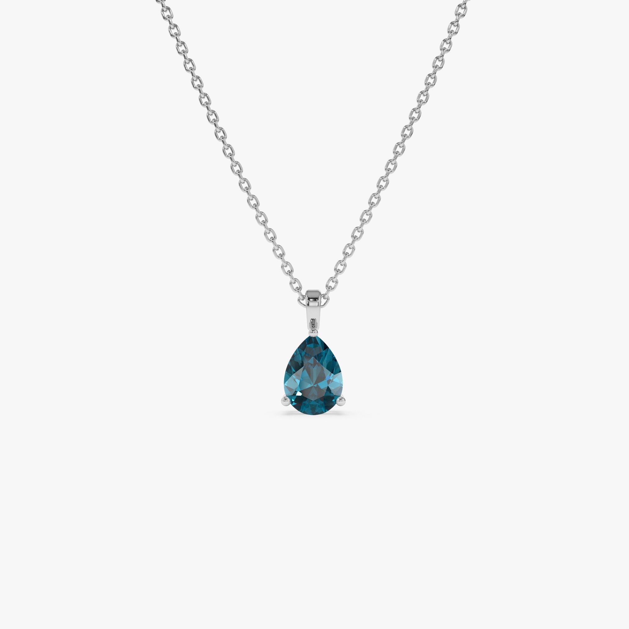 OBFJ0820 - 14k Pear Shape London Blue Topaz Solitaire Necklace 6
