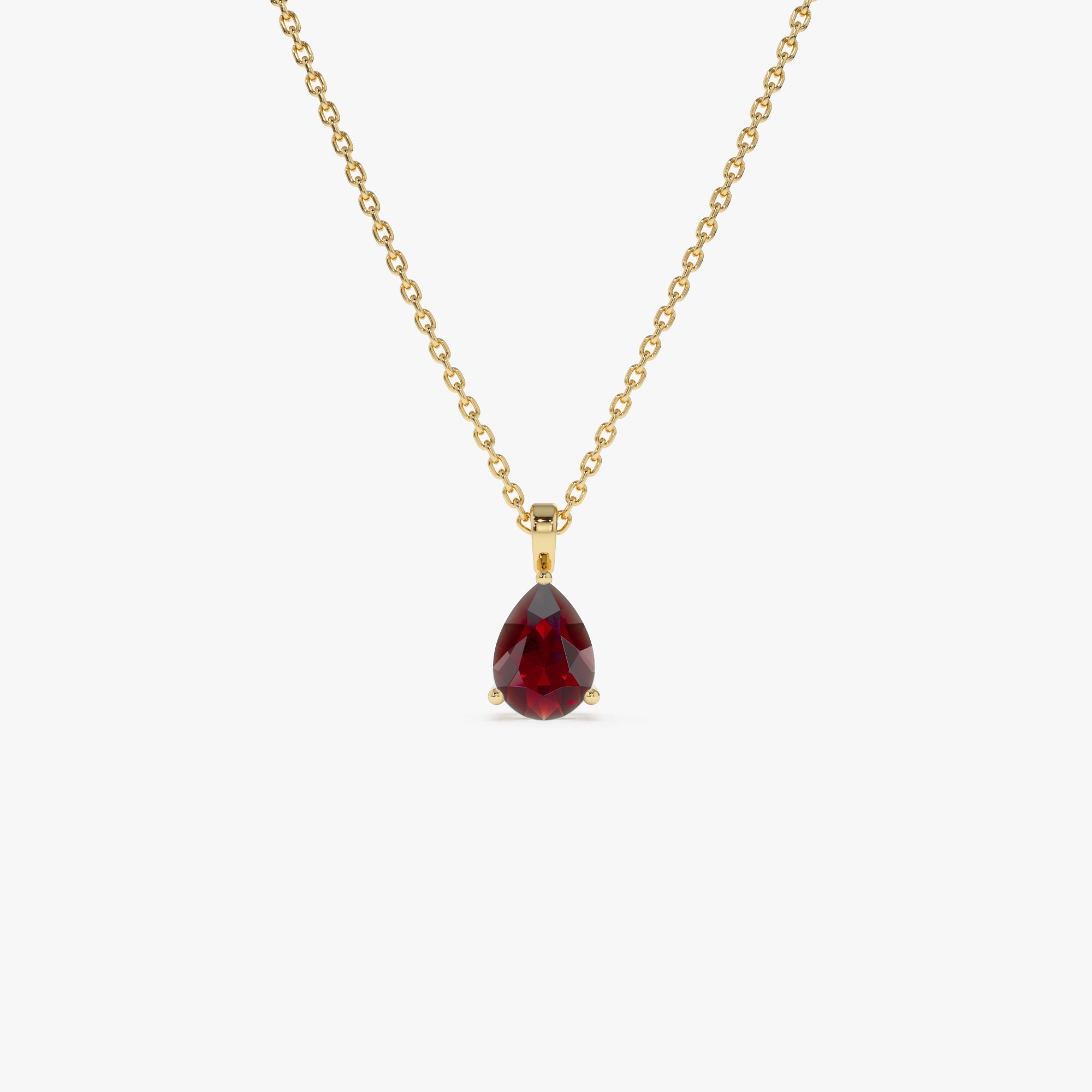 OBFJ0819 - 14k Pear Shape Garnet Solitaire Necklace 1