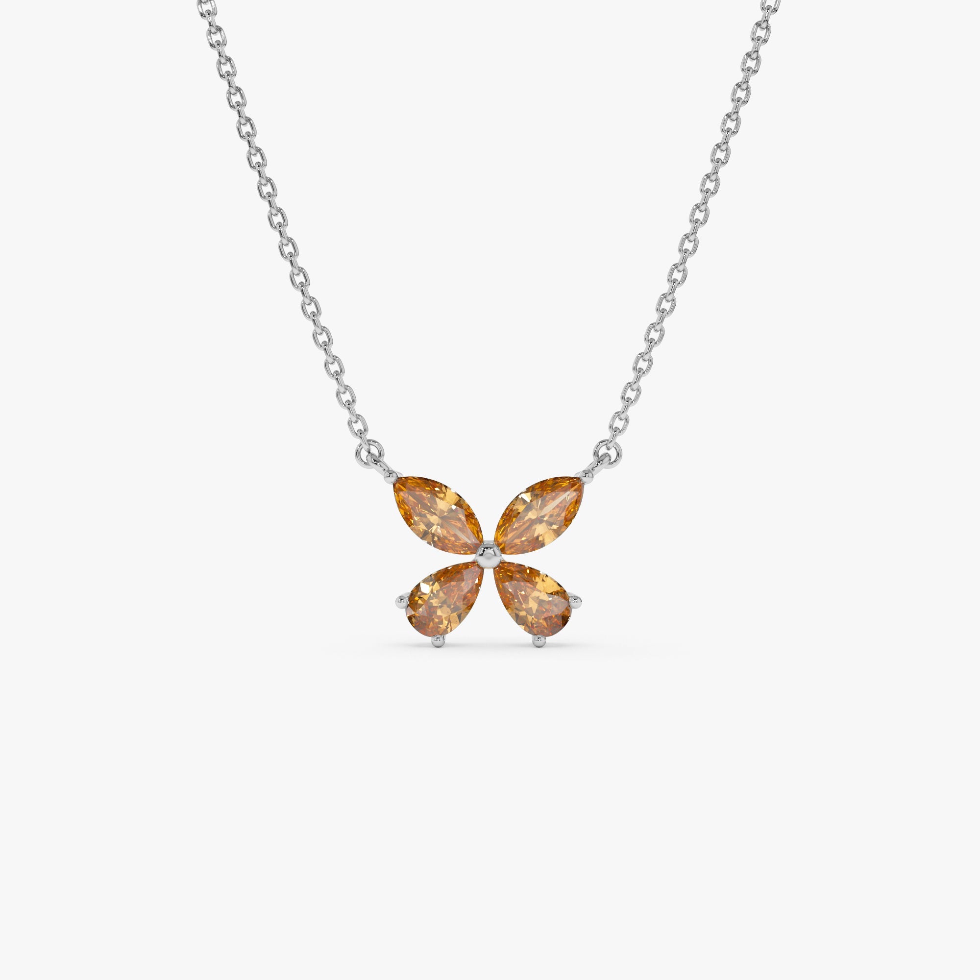 OBFJ0825 - 14K Gold Citrine Butterfly Necklace 6