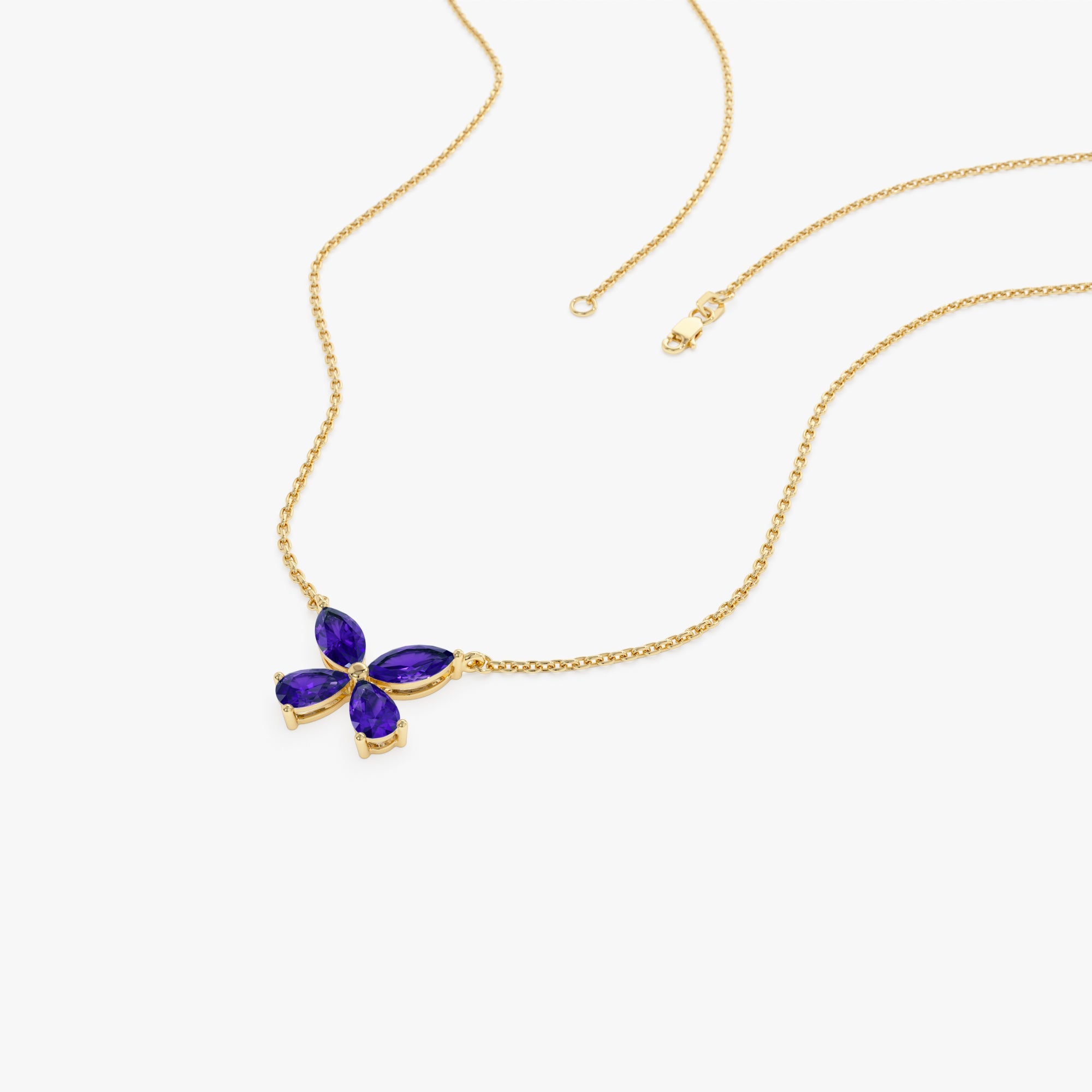 OBFJ0827 - 14K Gold Amethyst Butterfly Necklace 7