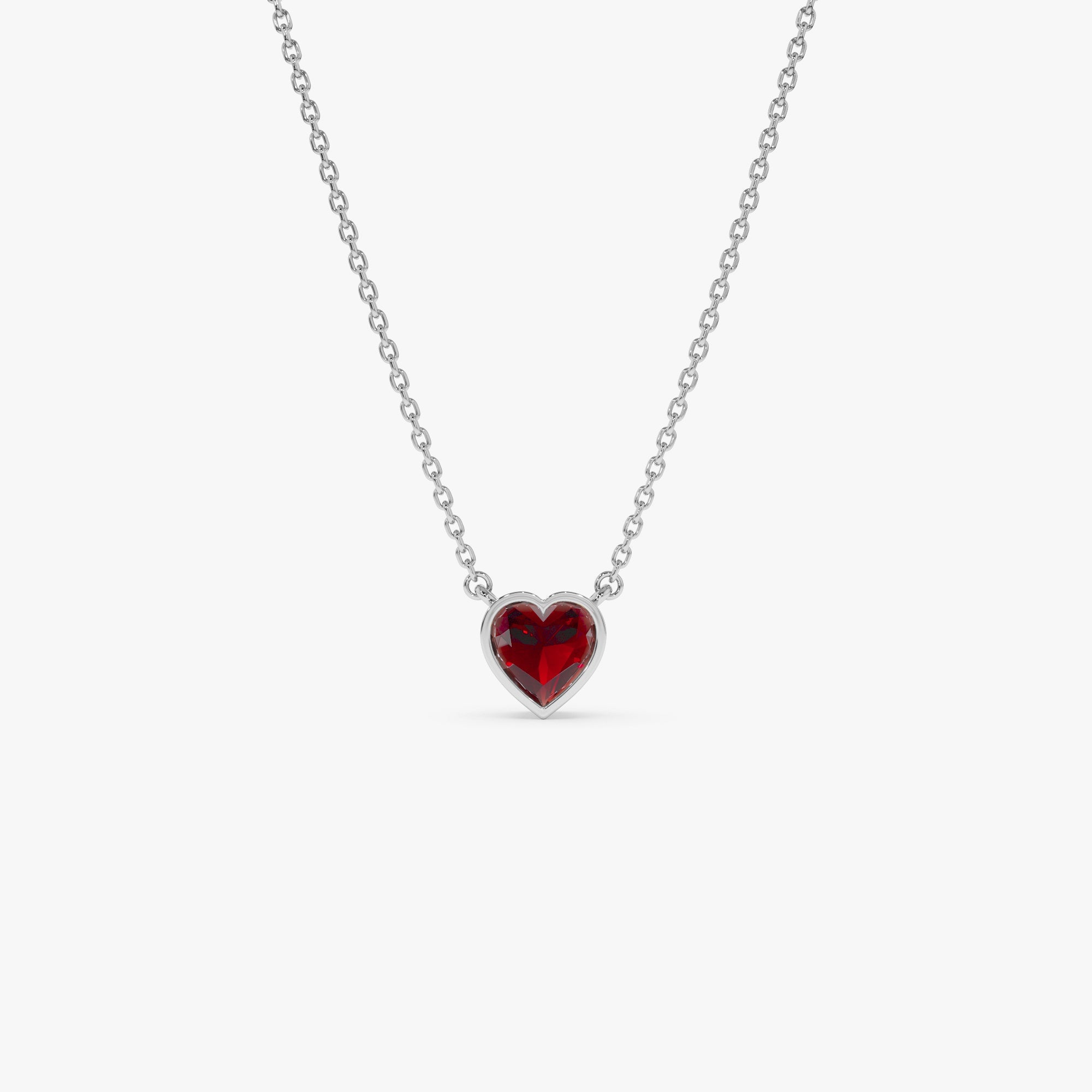 OBFJ0848 - 14K Gold Heart Shaped Garnet Layering Necklace 5