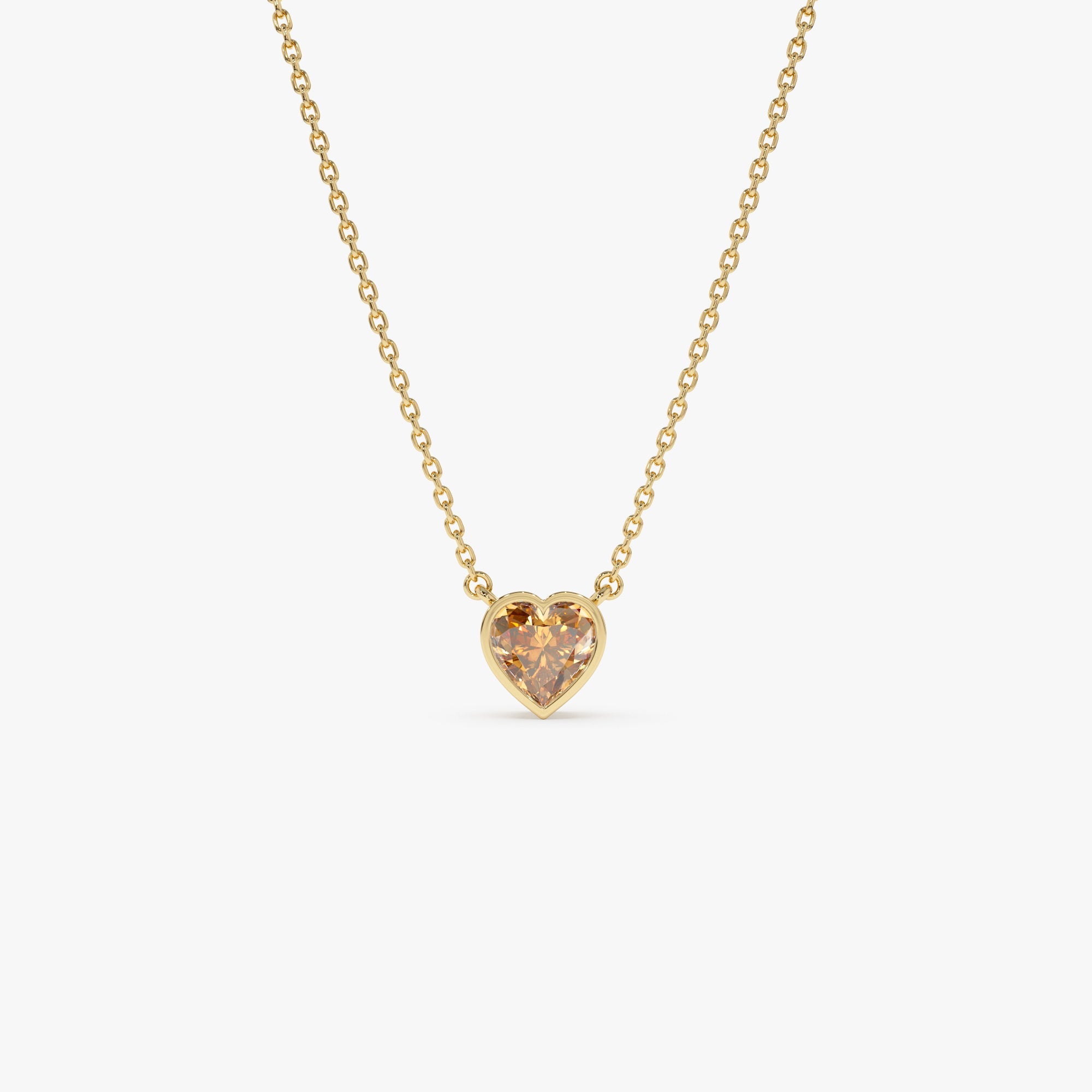 OBFJ0844 - 14K Gold Heart Shaped Citrine Layering Necklace 1