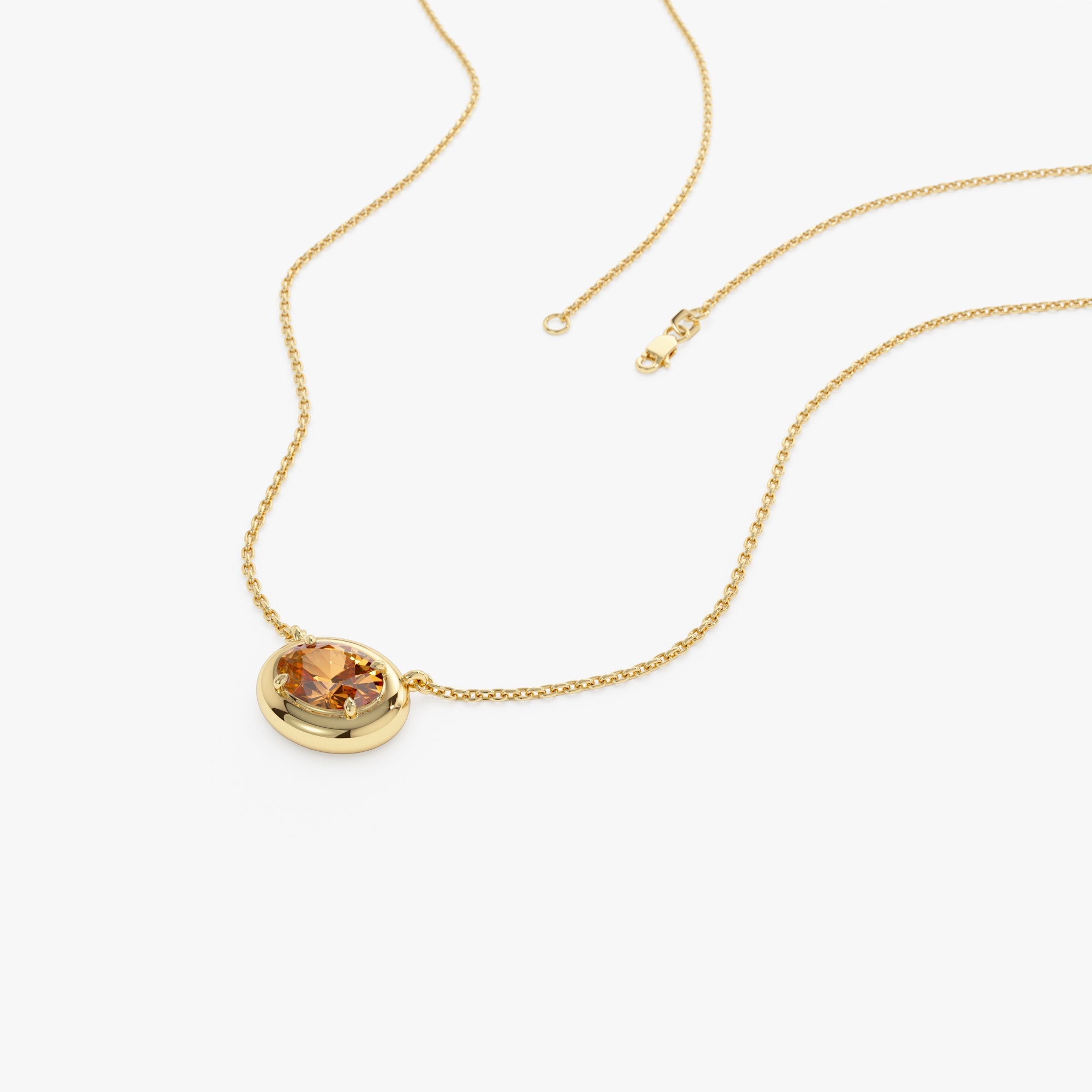 OBFJ0457 - 14K Prong Setting Oval Shaped Citrine Necklace 5