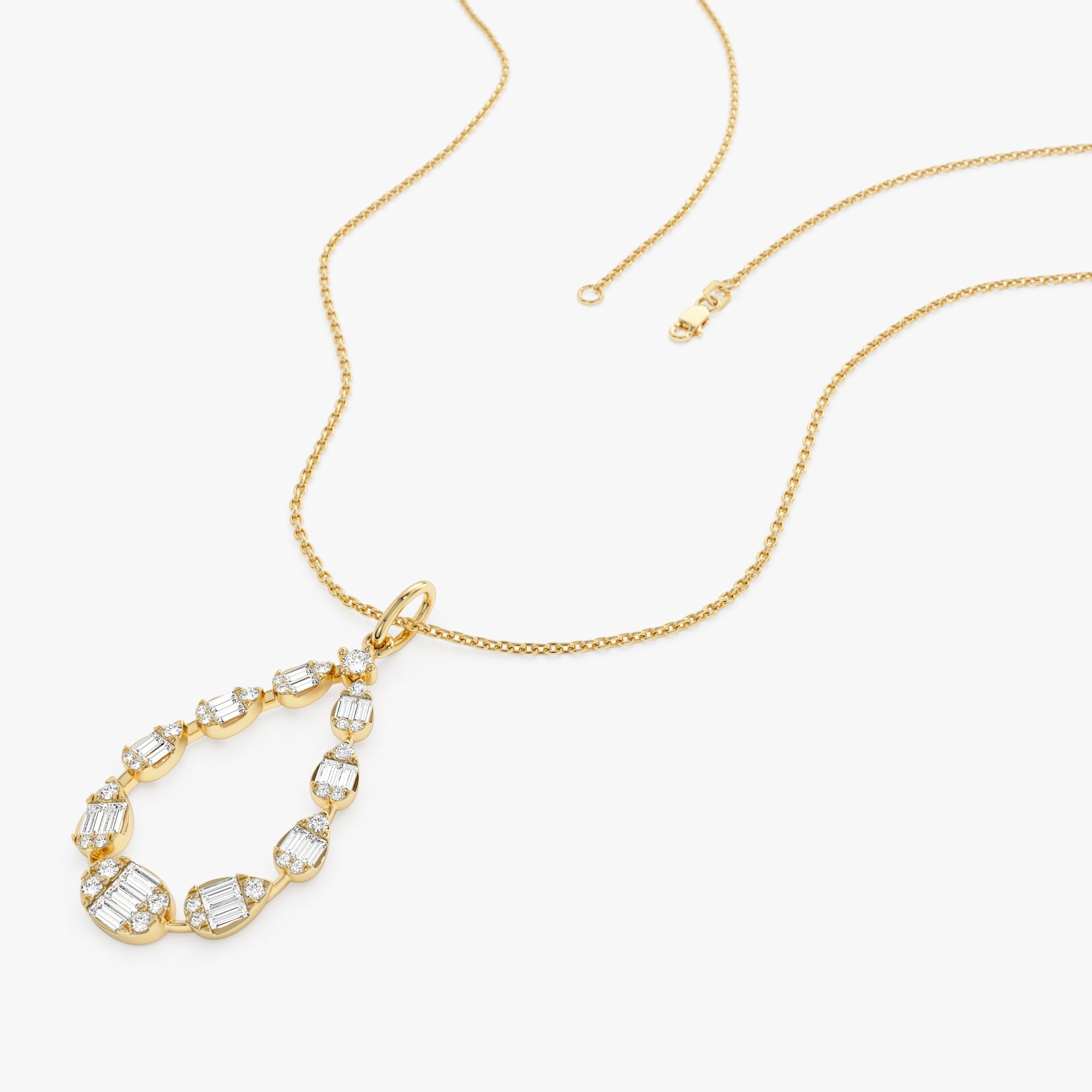 OBFJ0552 - 14k Elegant Diamond Pear Shape Necklace 8